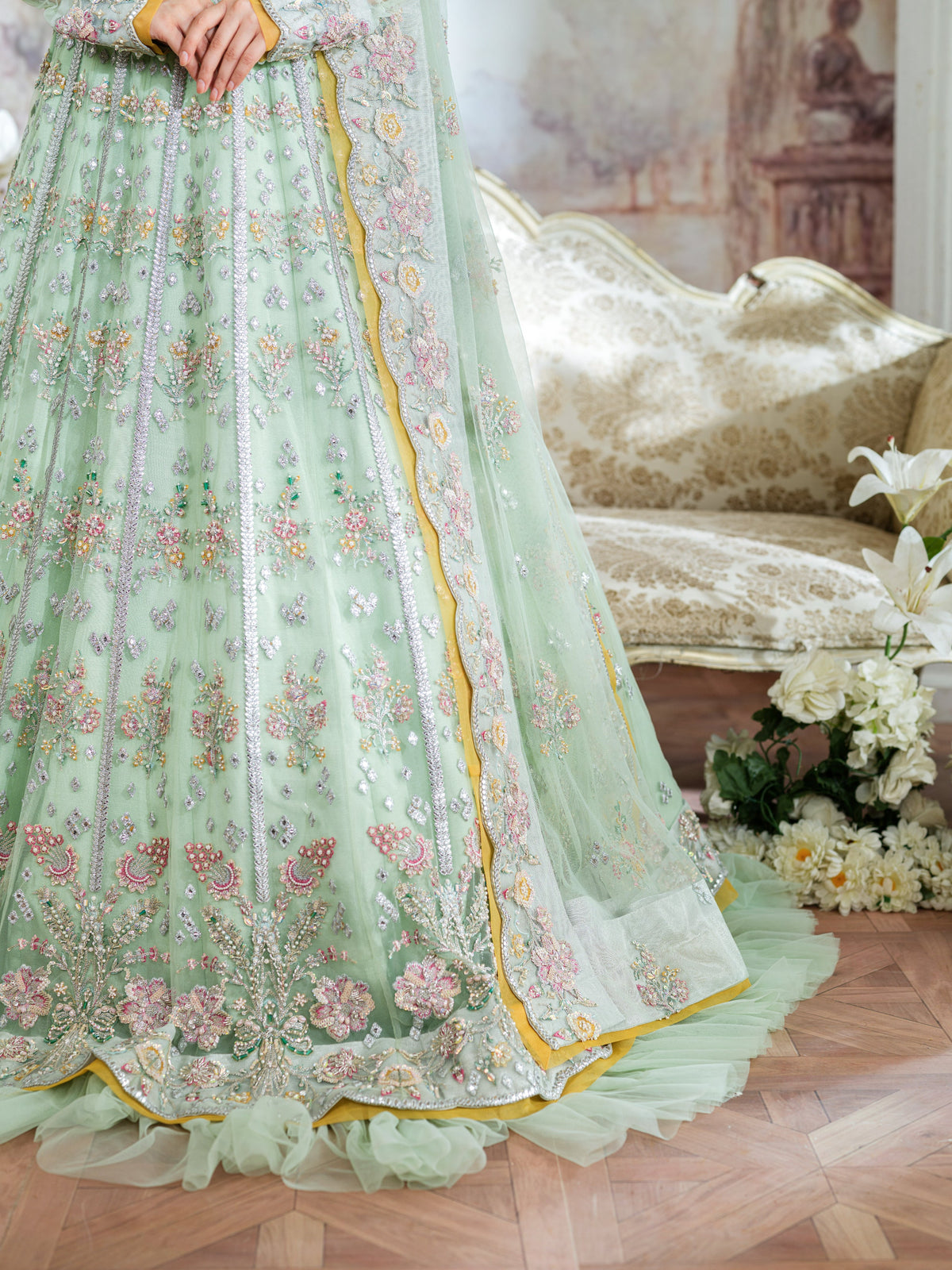 Aneelas Bridal Net Choli Lehenga 3pc [BR-10] [Dispatch Time 3 Months]