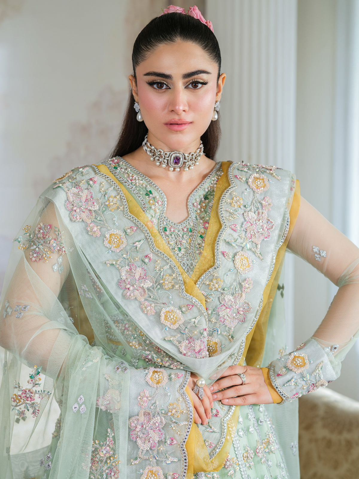 Aneelas Bridal Net Choli Lehenga 3pc [BR-10] [Dispatch Time 3 Months]