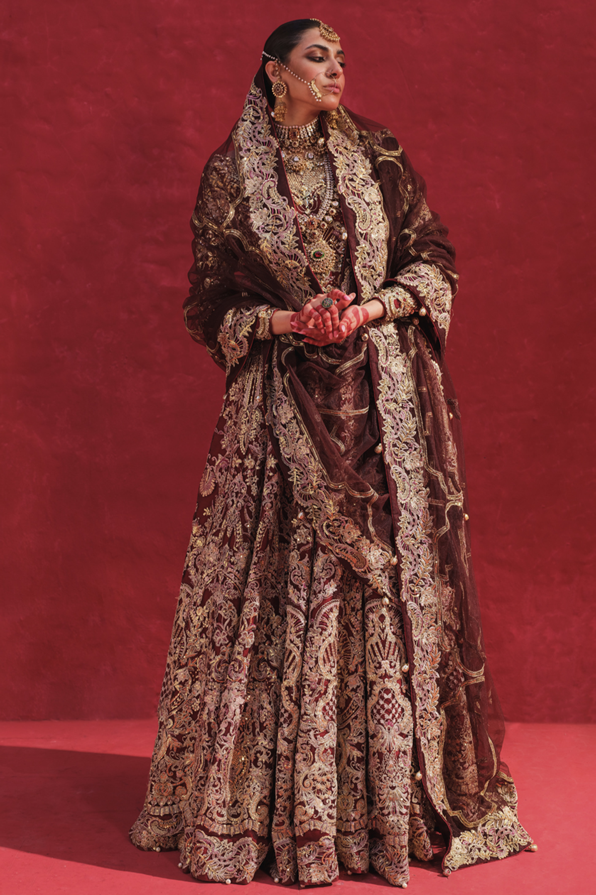 3 Piece Embroidered Raw Silk Suit