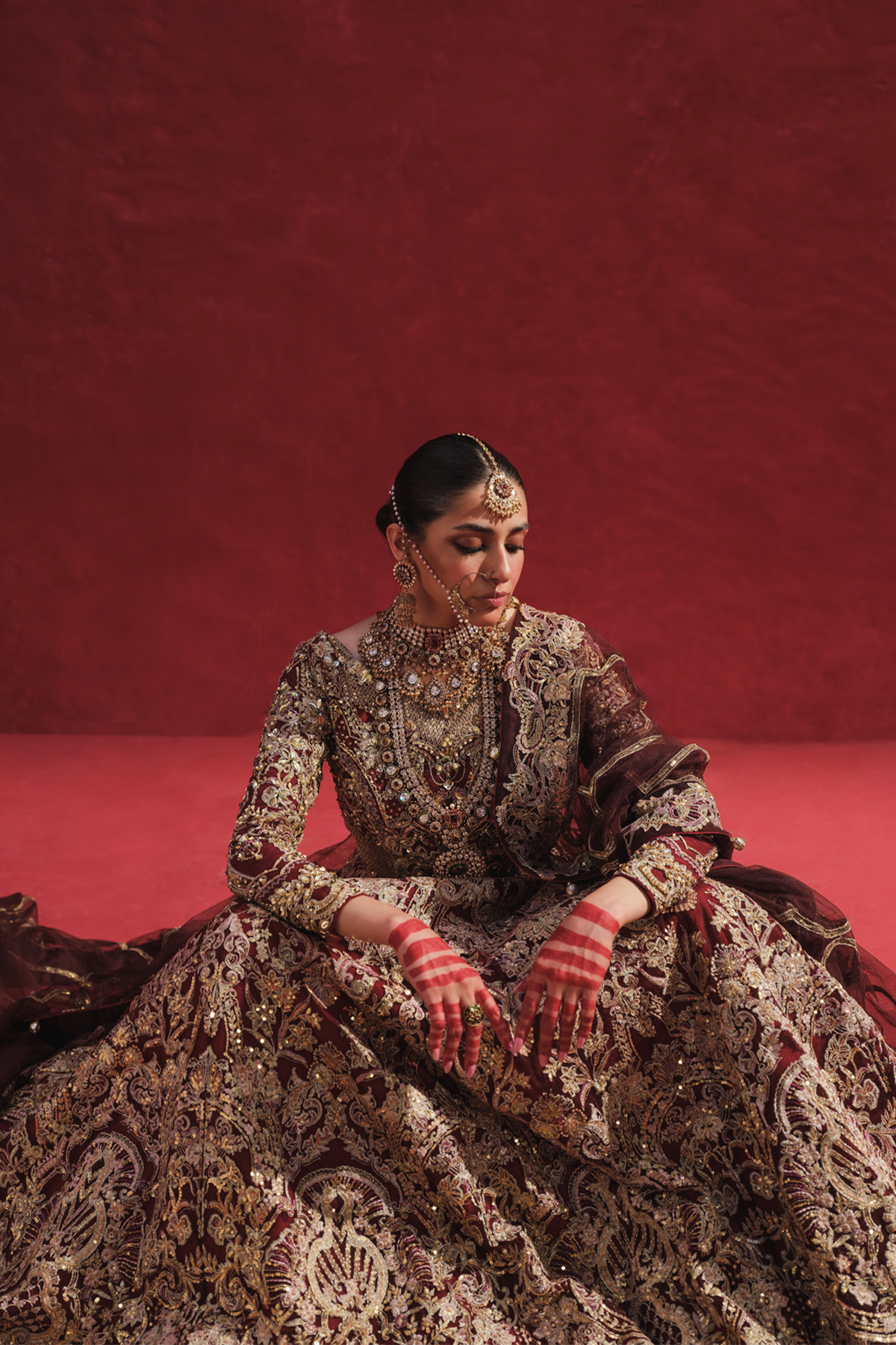 3 Piece Embroidered Raw Silk Suit