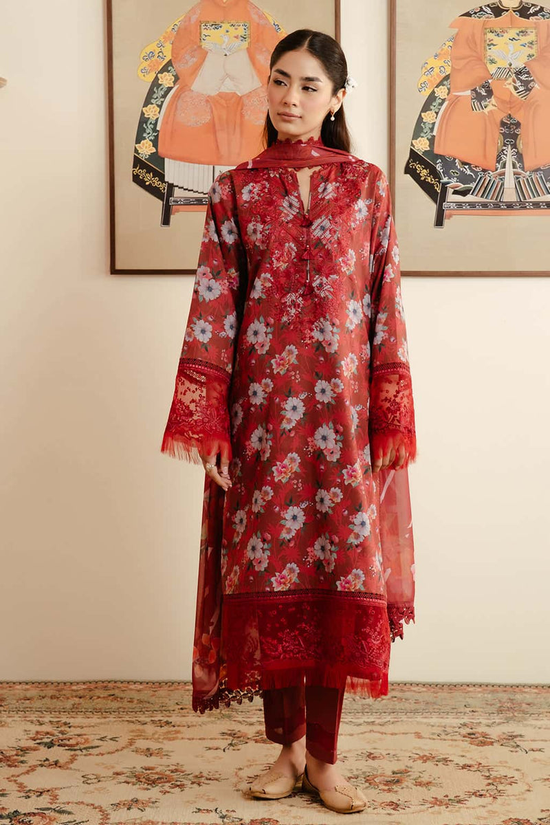 Plain Chiffon Dupatta with Trimmings