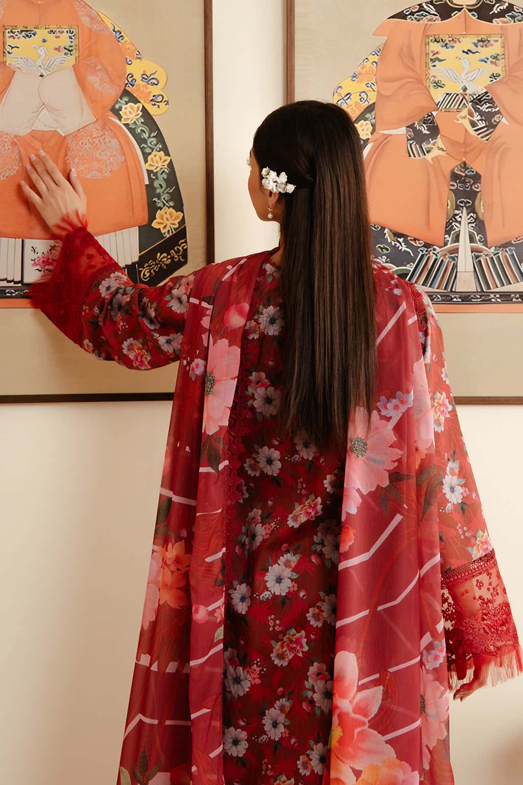 Plain Chiffon Dupatta with Trimmings