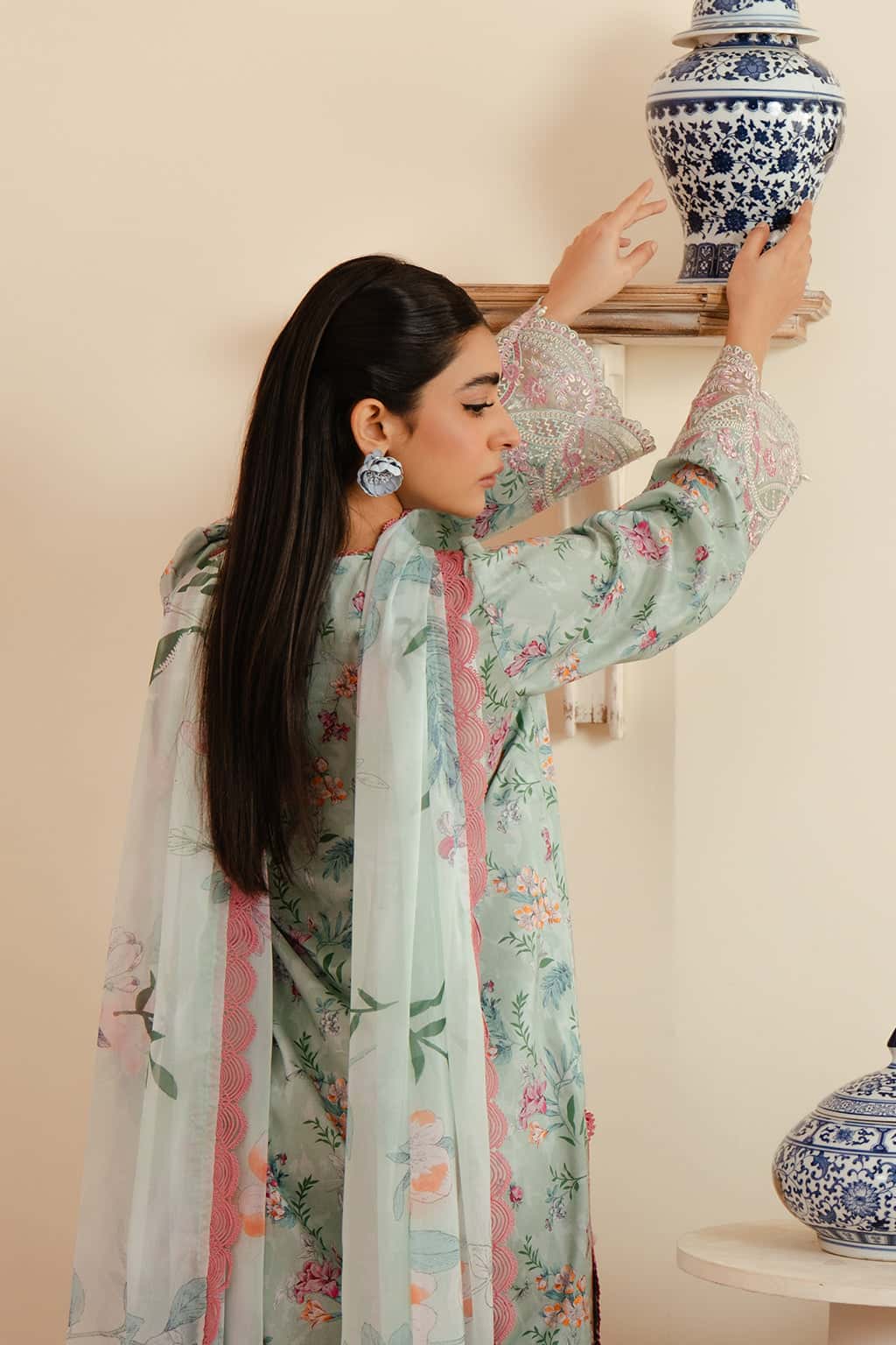 Plain Chiffon Dupatta with Trimmings
