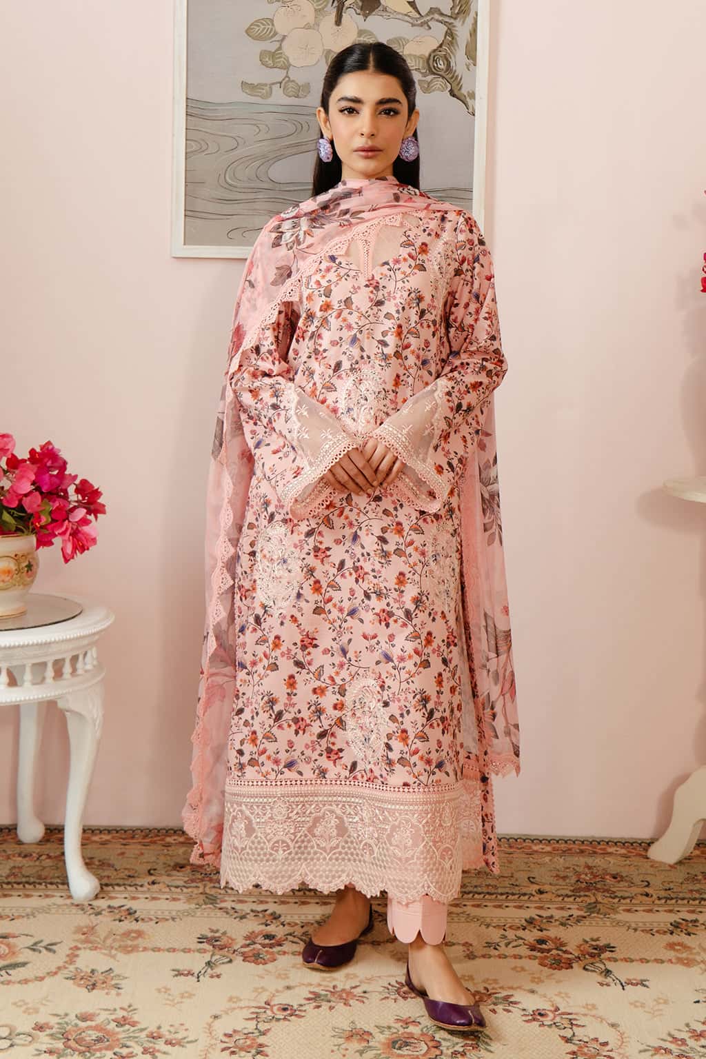 Embroidered Organza Dupatta (as Shown)