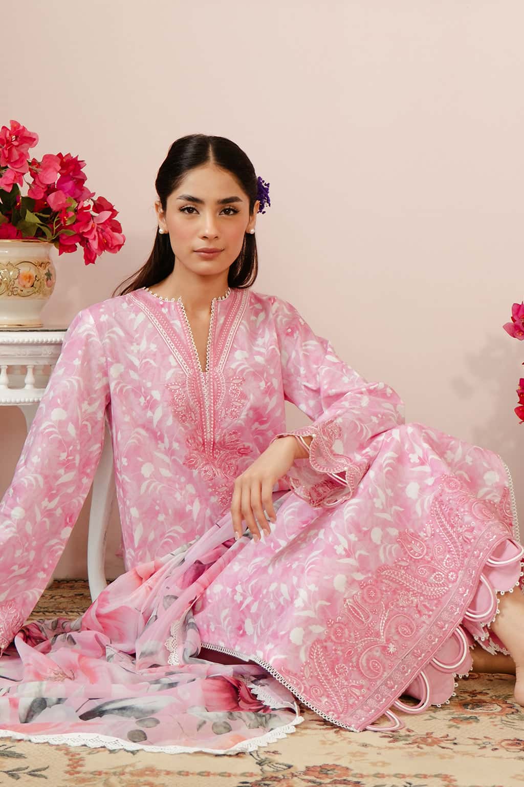 Printed Organza Dupatta (as Shown)