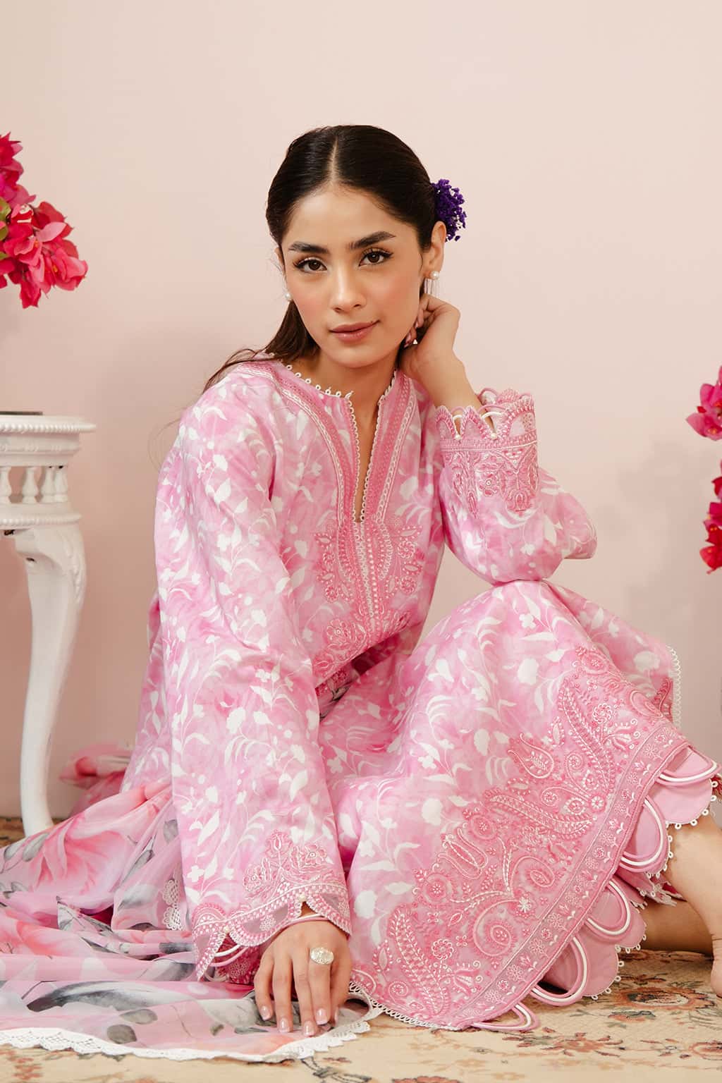 Printed Organza Dupatta (as Shown)