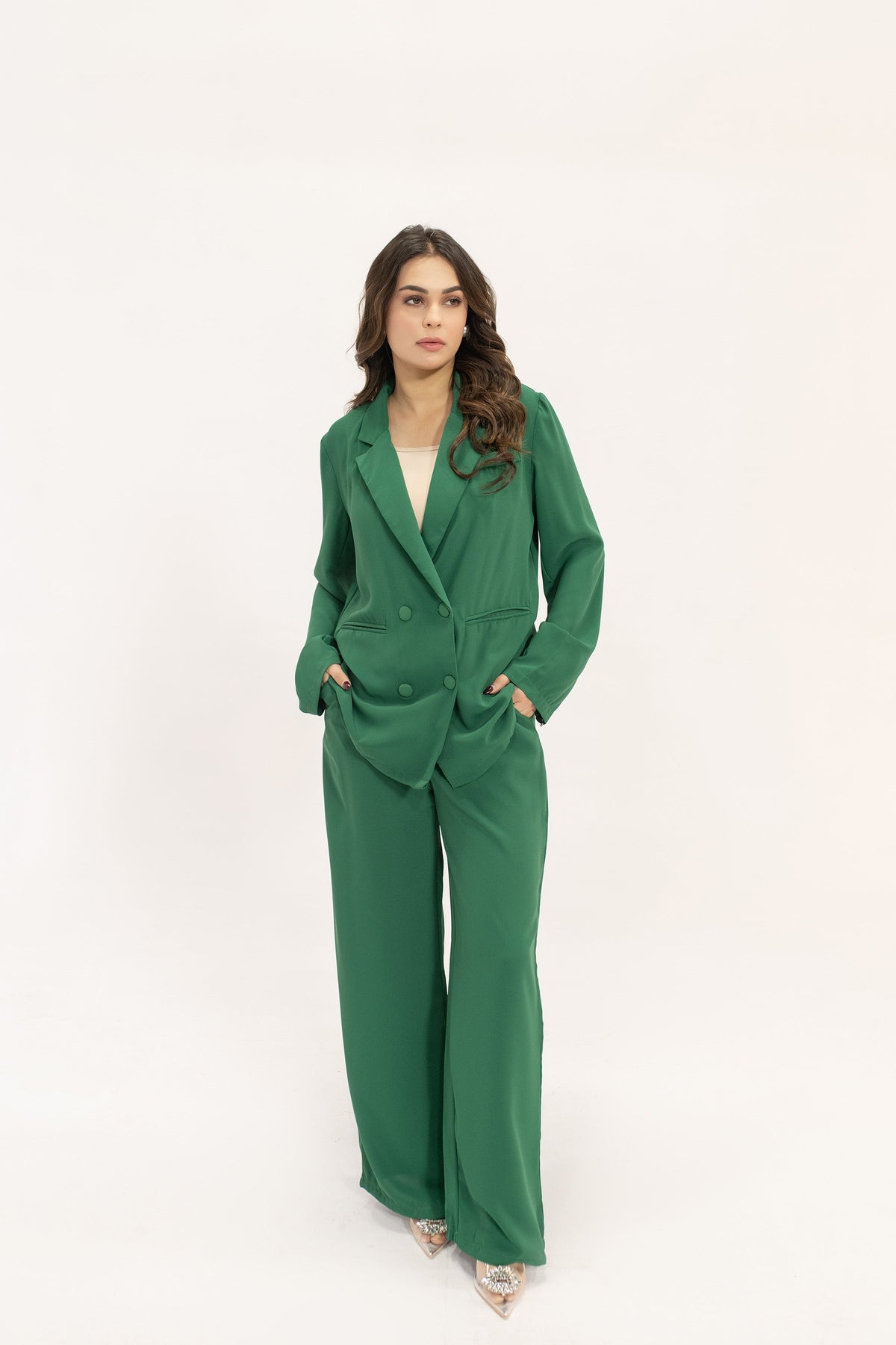 Safiya Green Double Breasted Suit
