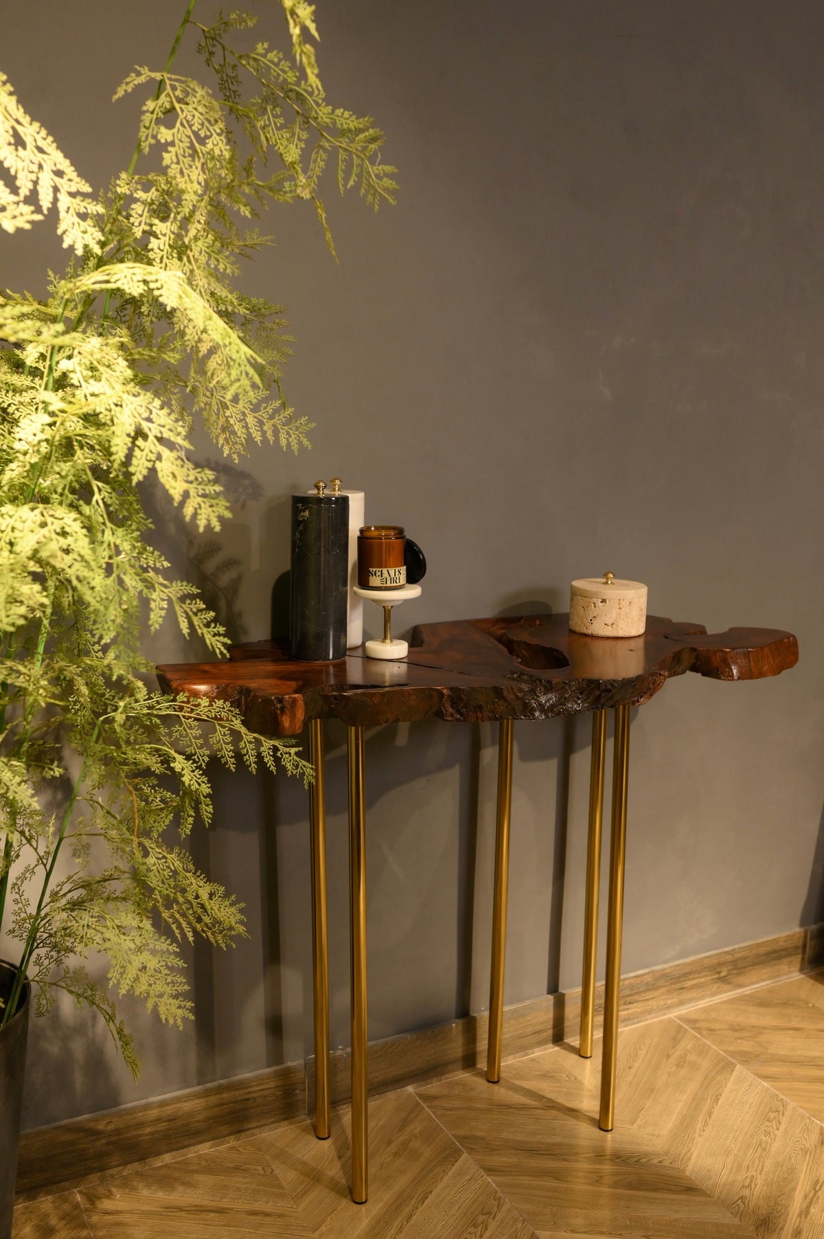 Sheesham Console With Golden Legs 2101