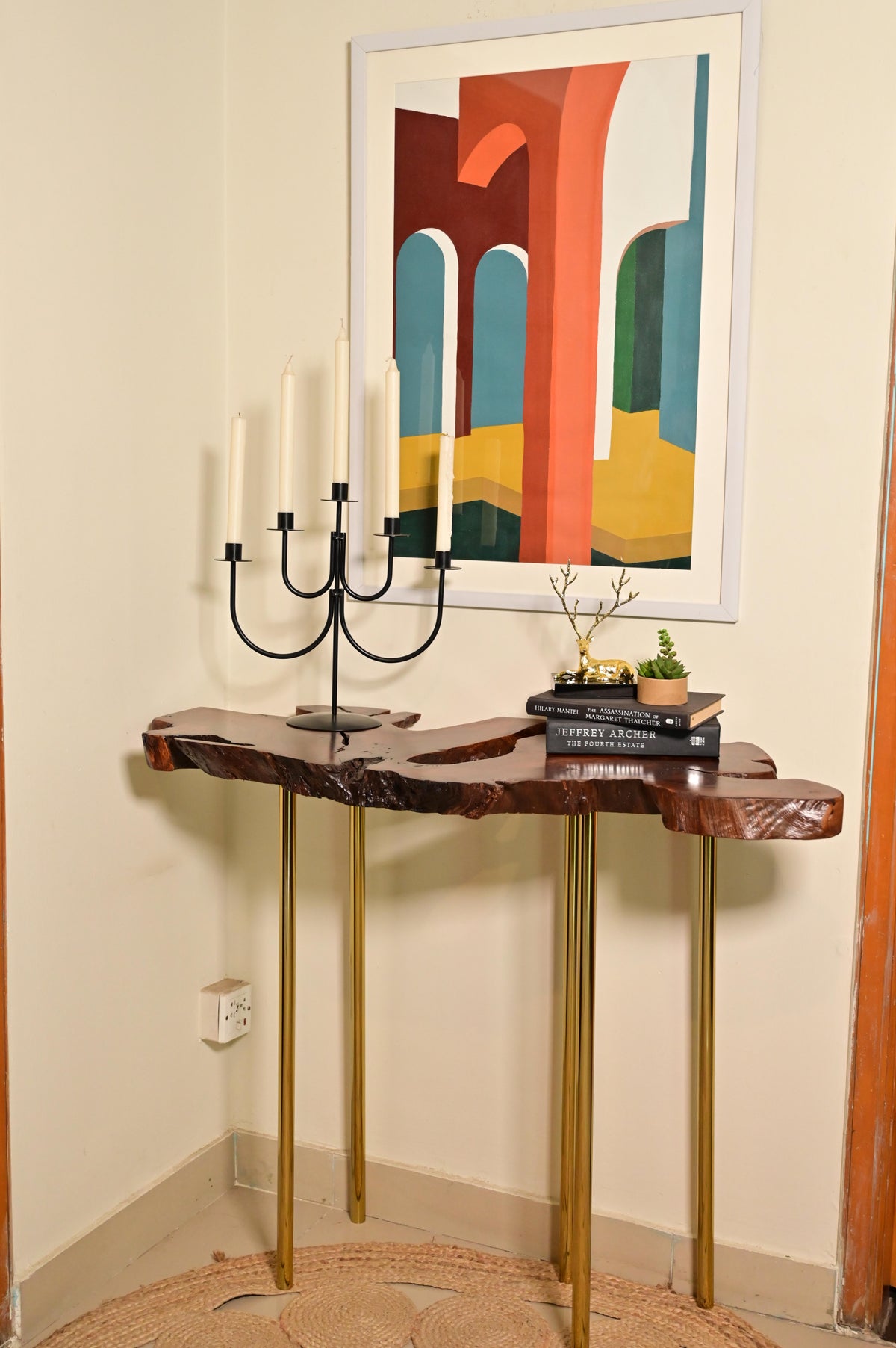Sheesham Console With Golden Legs 2101