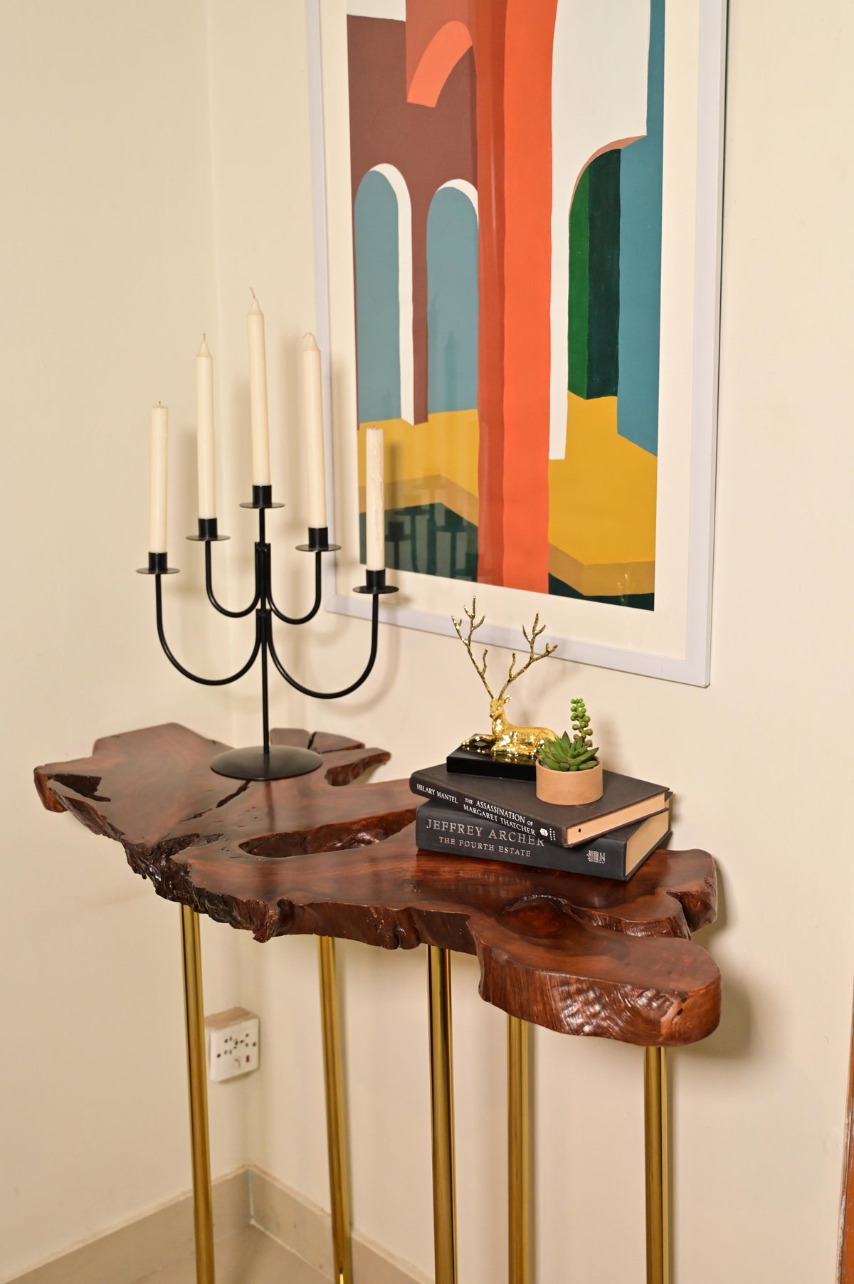 Sheesham Console With Golden Legs 2101