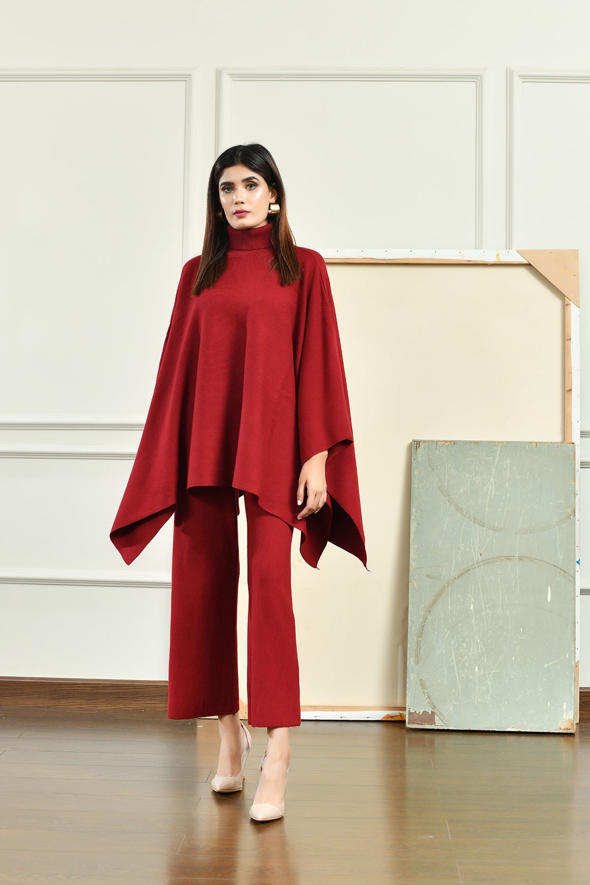 Lily Knitted Cape Rusty Red Separates