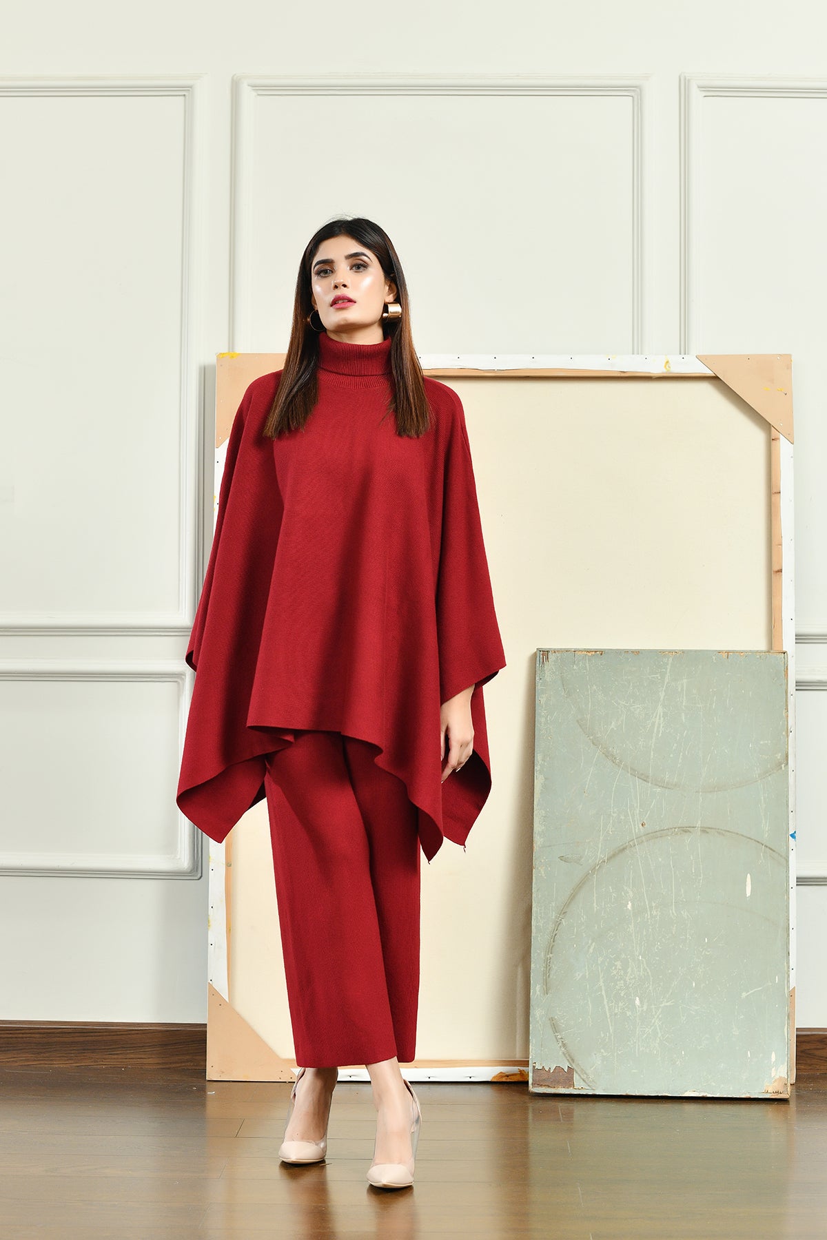 Lily Knitted Cape Rusty Red Separates