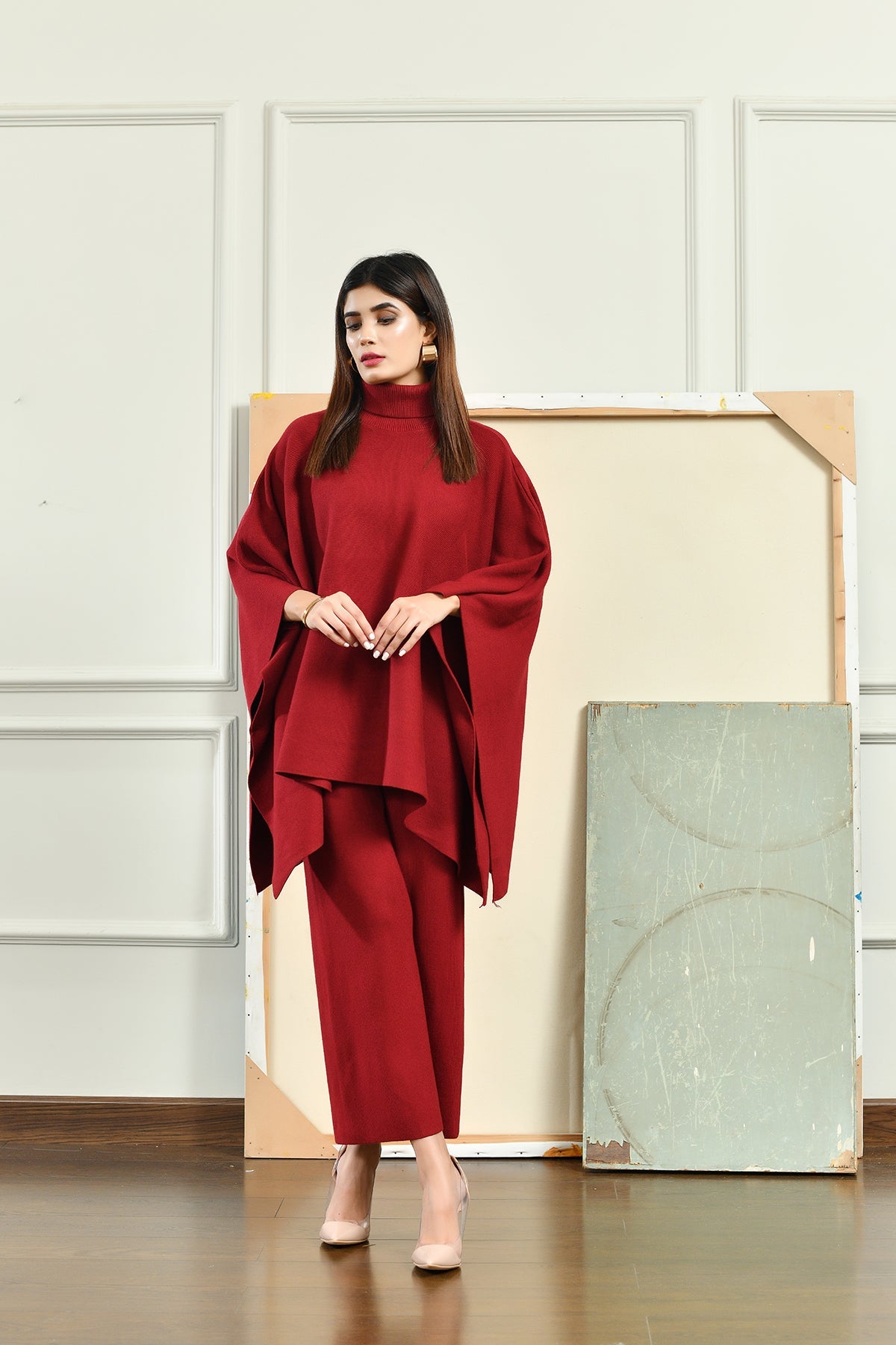Lily Knitted Cape Rusty Red Separates