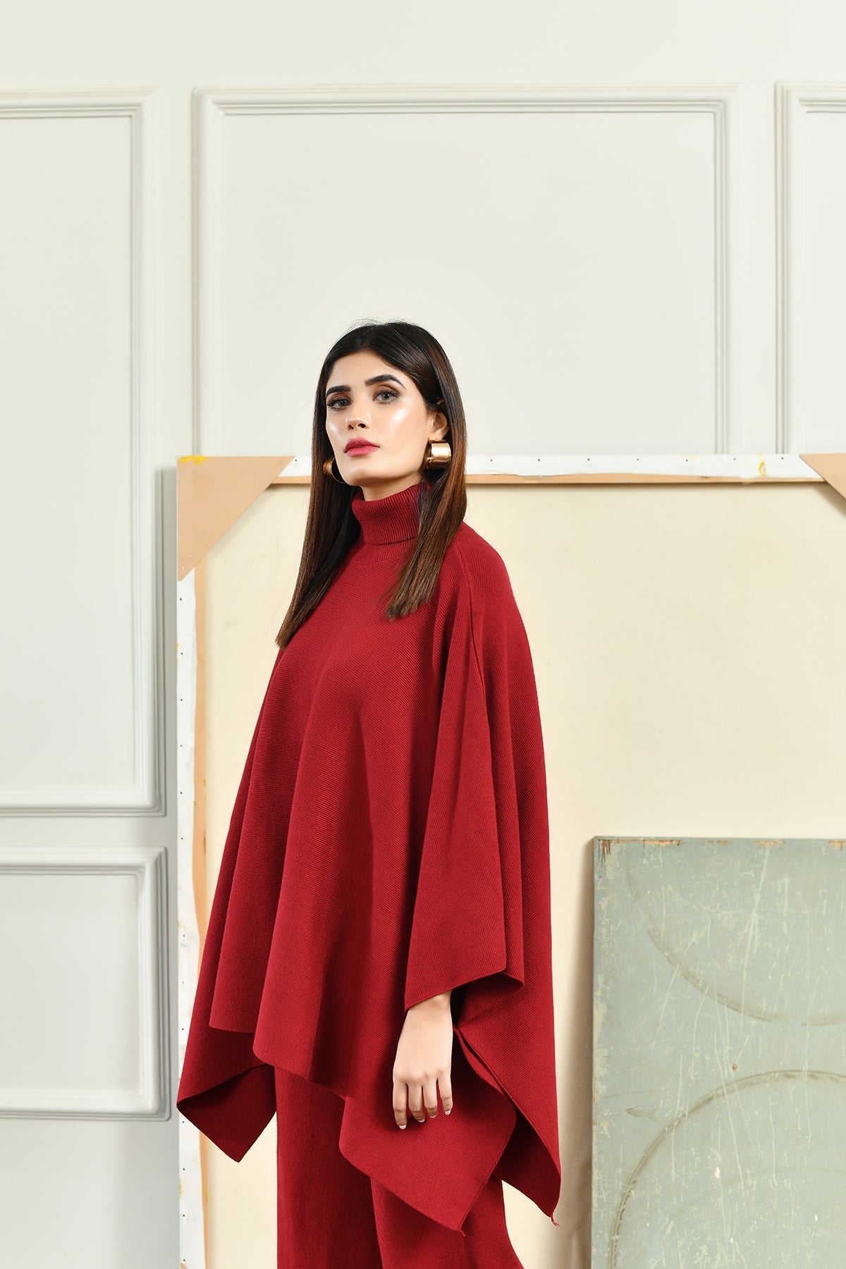 Lily Knitted Cape Rusty Red Separates