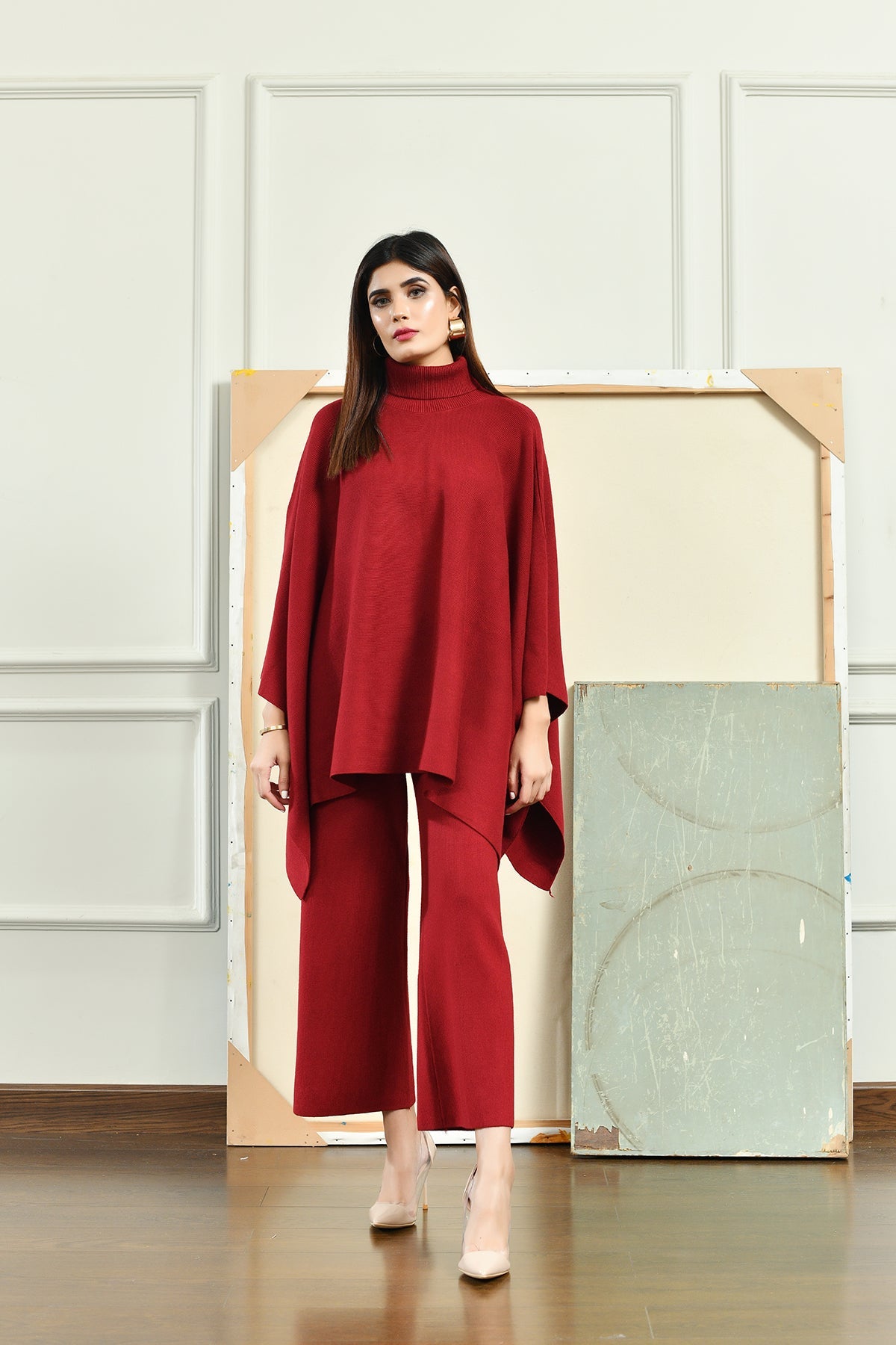 Lily Knitted Cape Rusty Red Separates