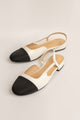 White & Black Sling Back Flats