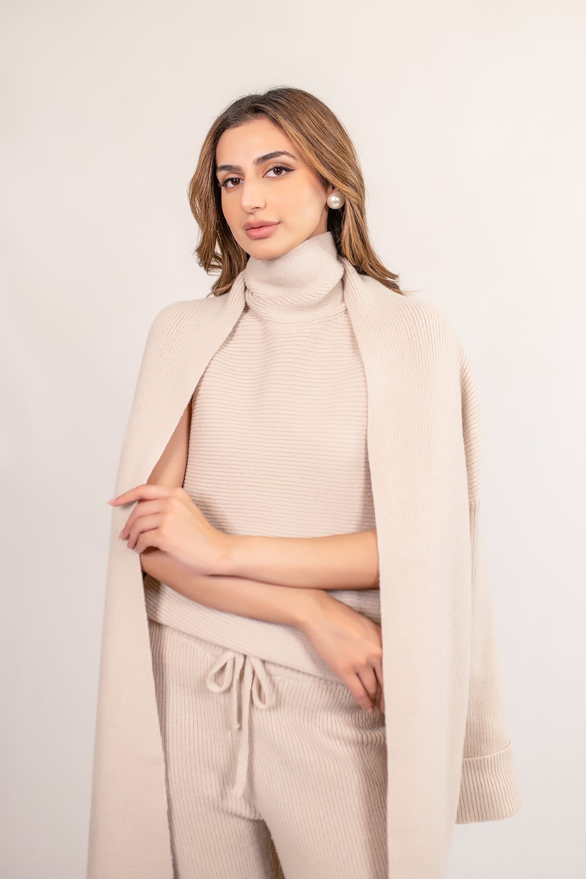 Merve Cream Three Piece Suit