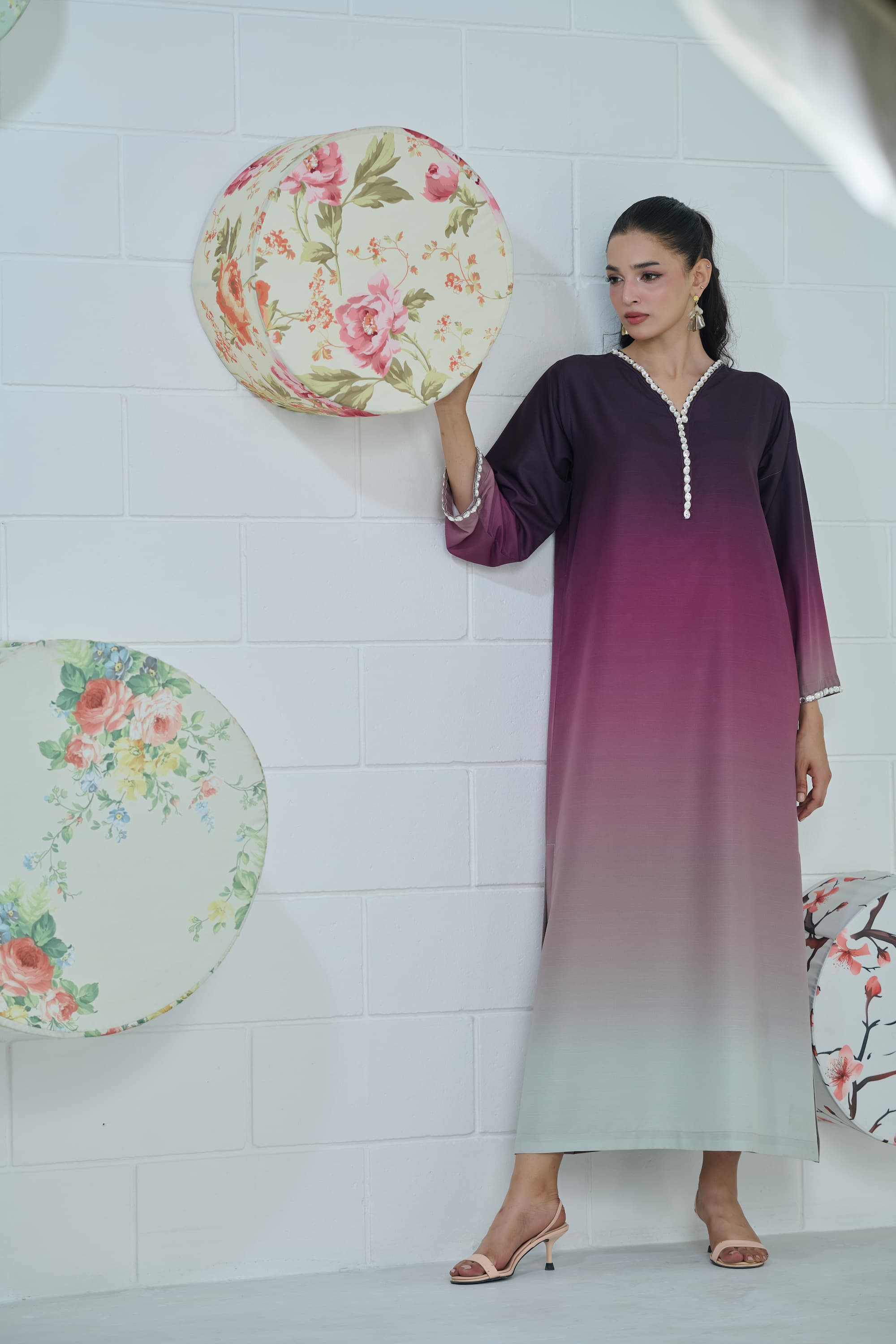 Cranberry Fade Kaftan 2-Piece