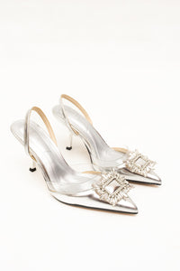 Nisa Silver Crystal Heels