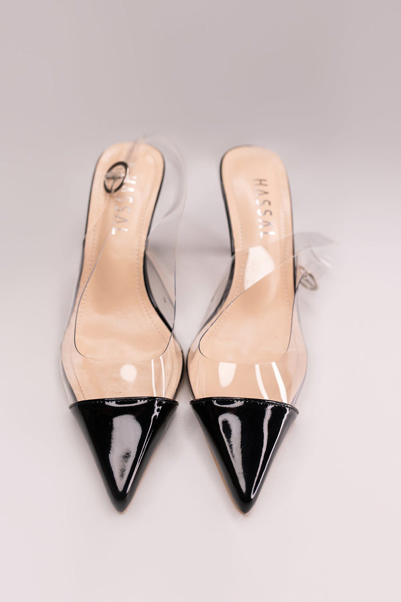 New Pvc Black Small Heels