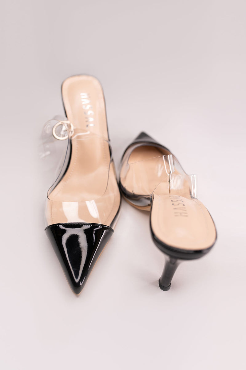 New Pvc Black Small Heels