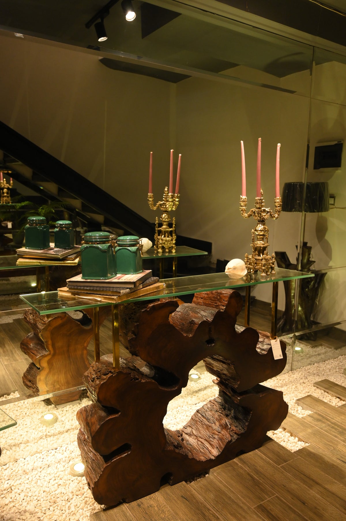 Live Edge Console With Glass Top 2107