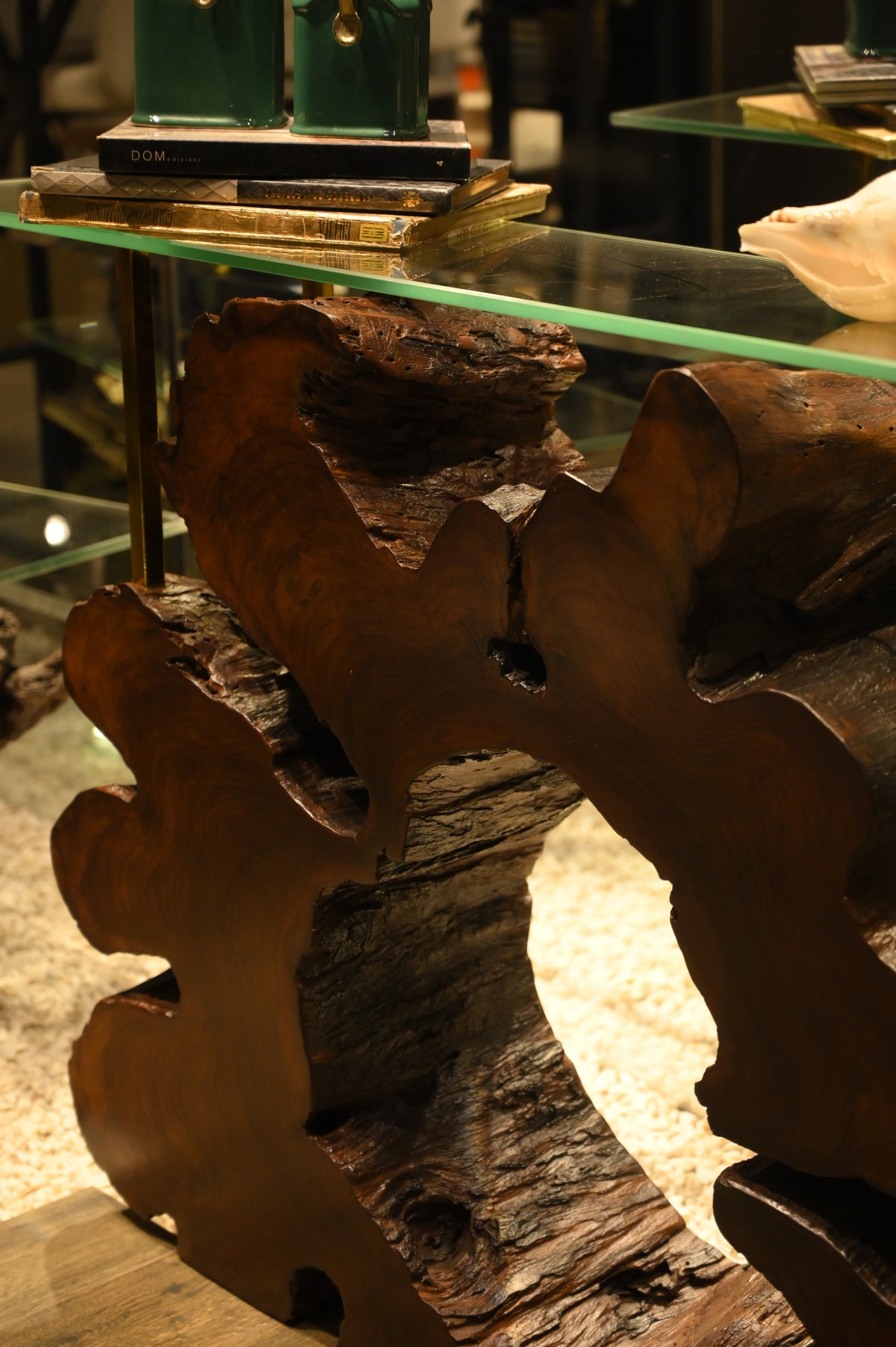 Live Edge Console With Glass Top 2107