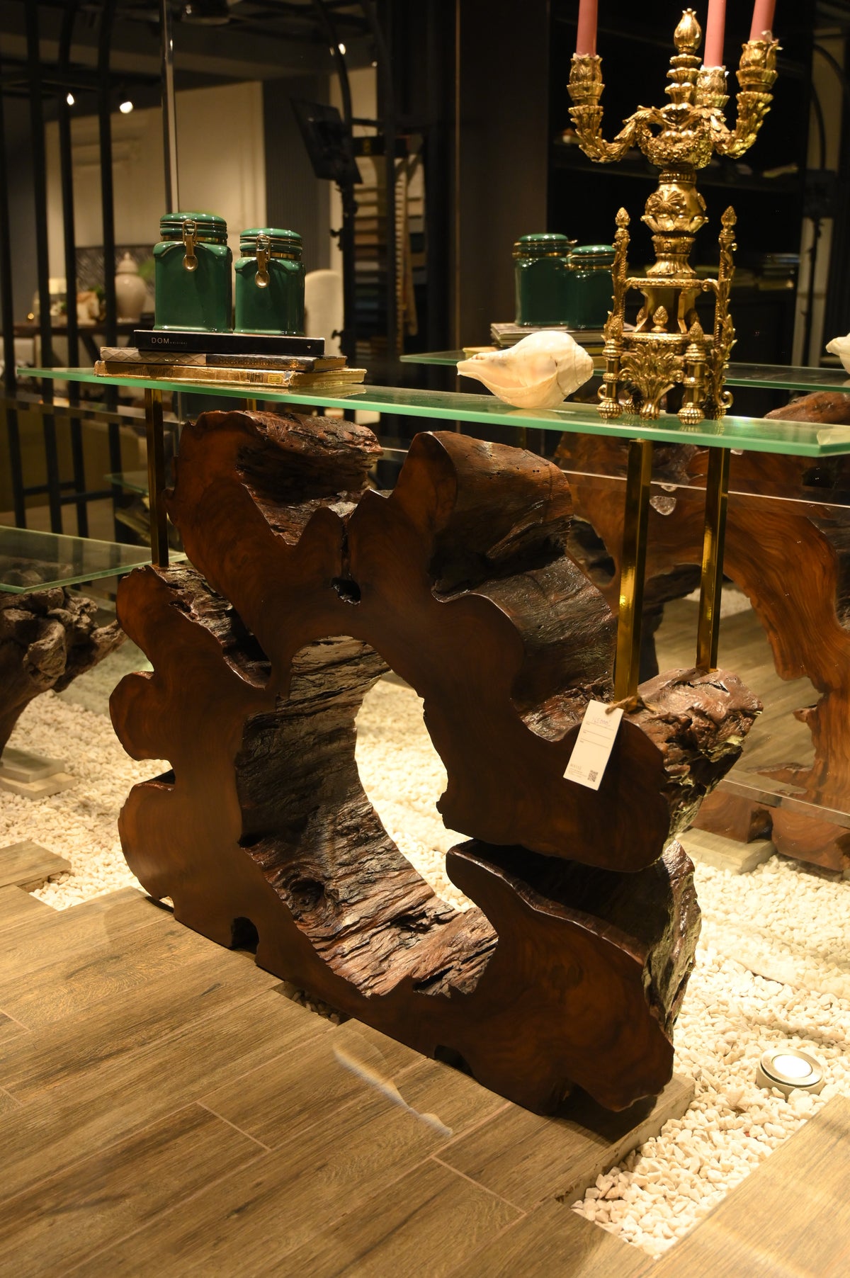 Live Edge Console With Glass Top 2107
