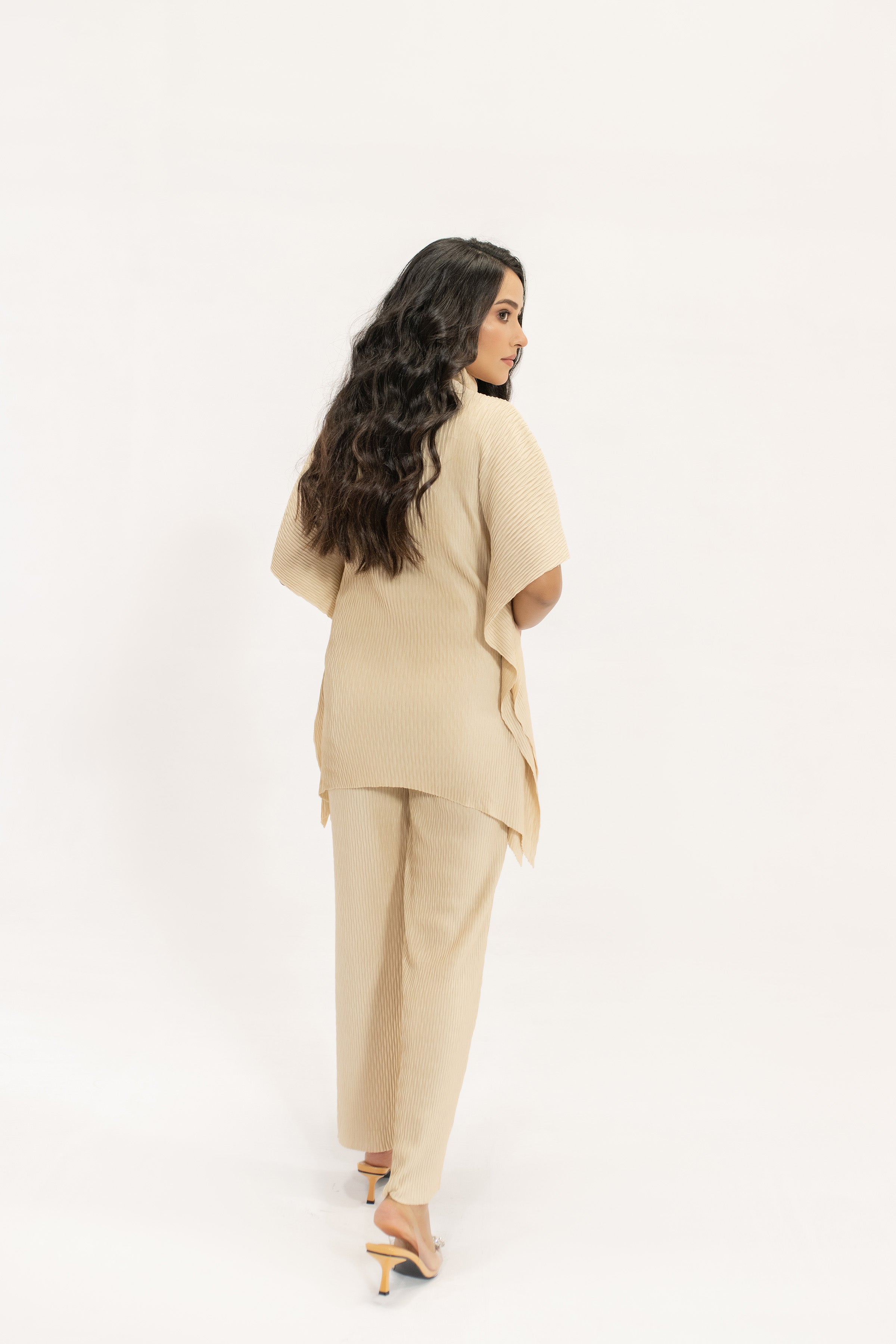 Azra Off white Poncho Pleated Suit