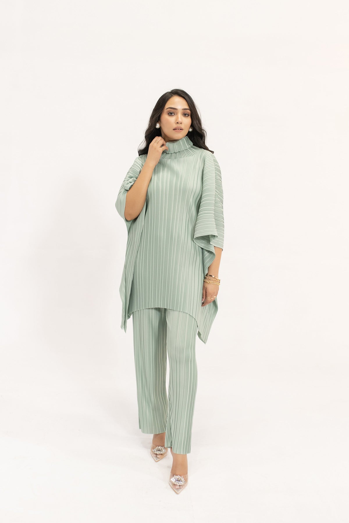 Sevda Mint Pleated Suit