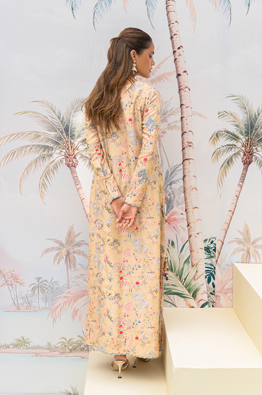 Beige Floral Kaftan