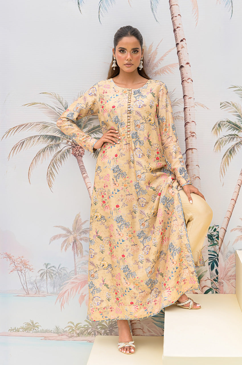 Beige Floral Kaftan