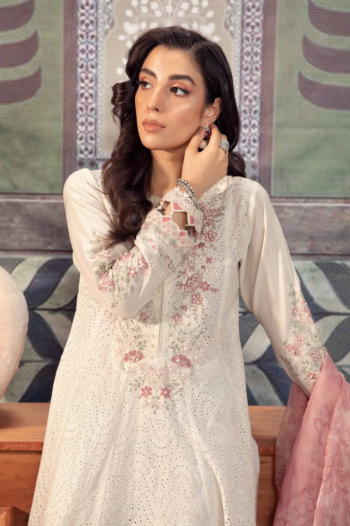 3 Piece Embroidered Net Suit