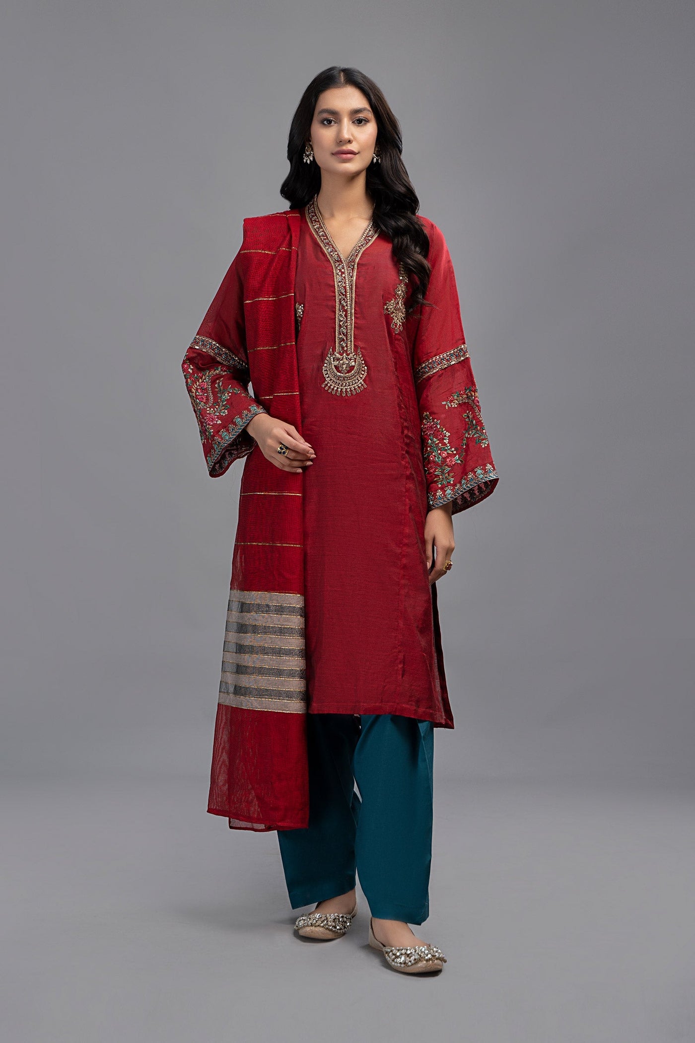 3 Piece Dyed Paper Cotton Suit | Dw-Ef23-89