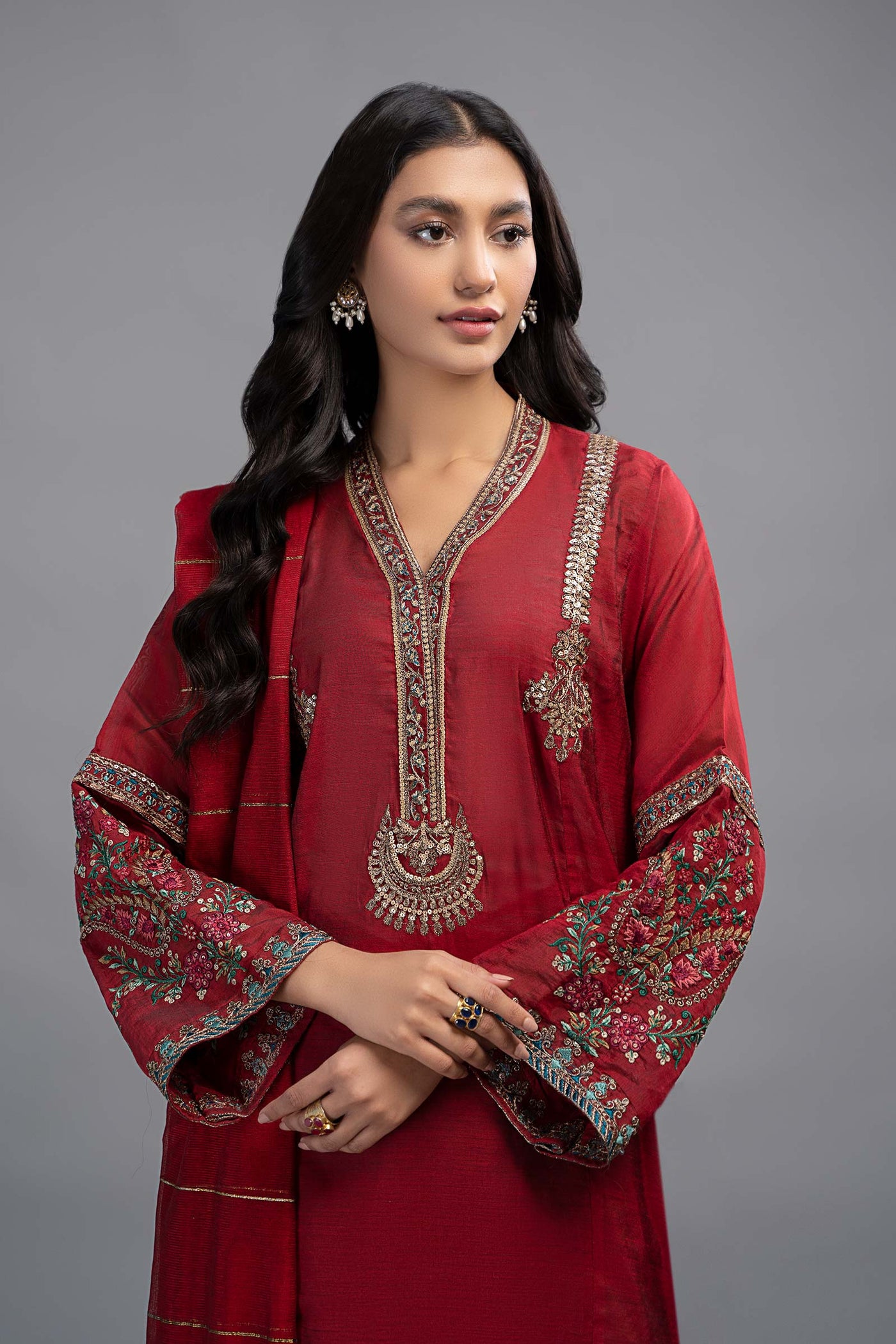 3 Piece Dyed Paper Cotton Suit | Dw-Ef23-89