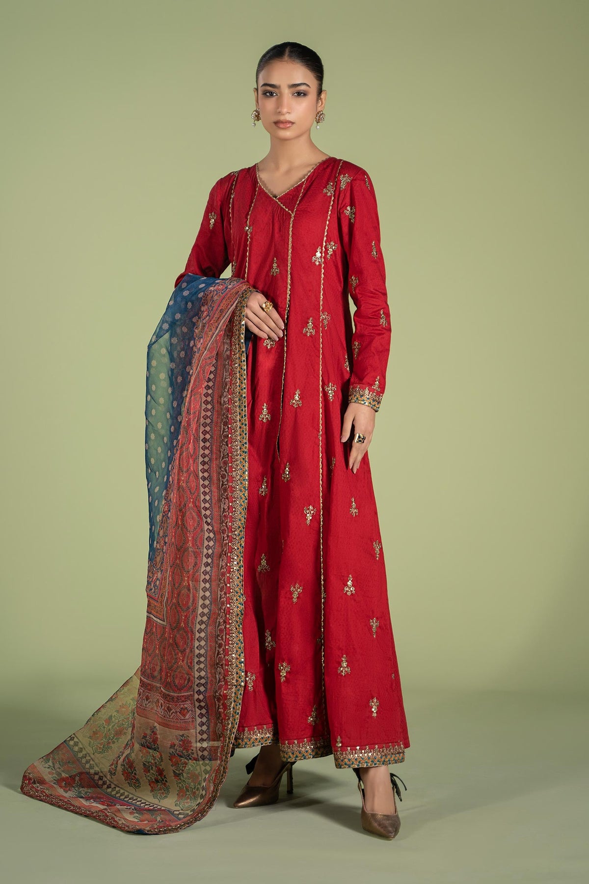 3 Piece Embroidered Dobby Suit