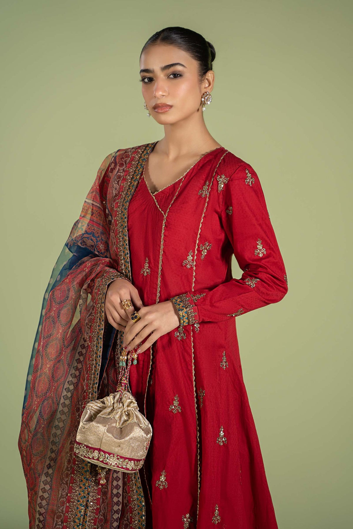 3 Piece Embroidered Dobby Suit