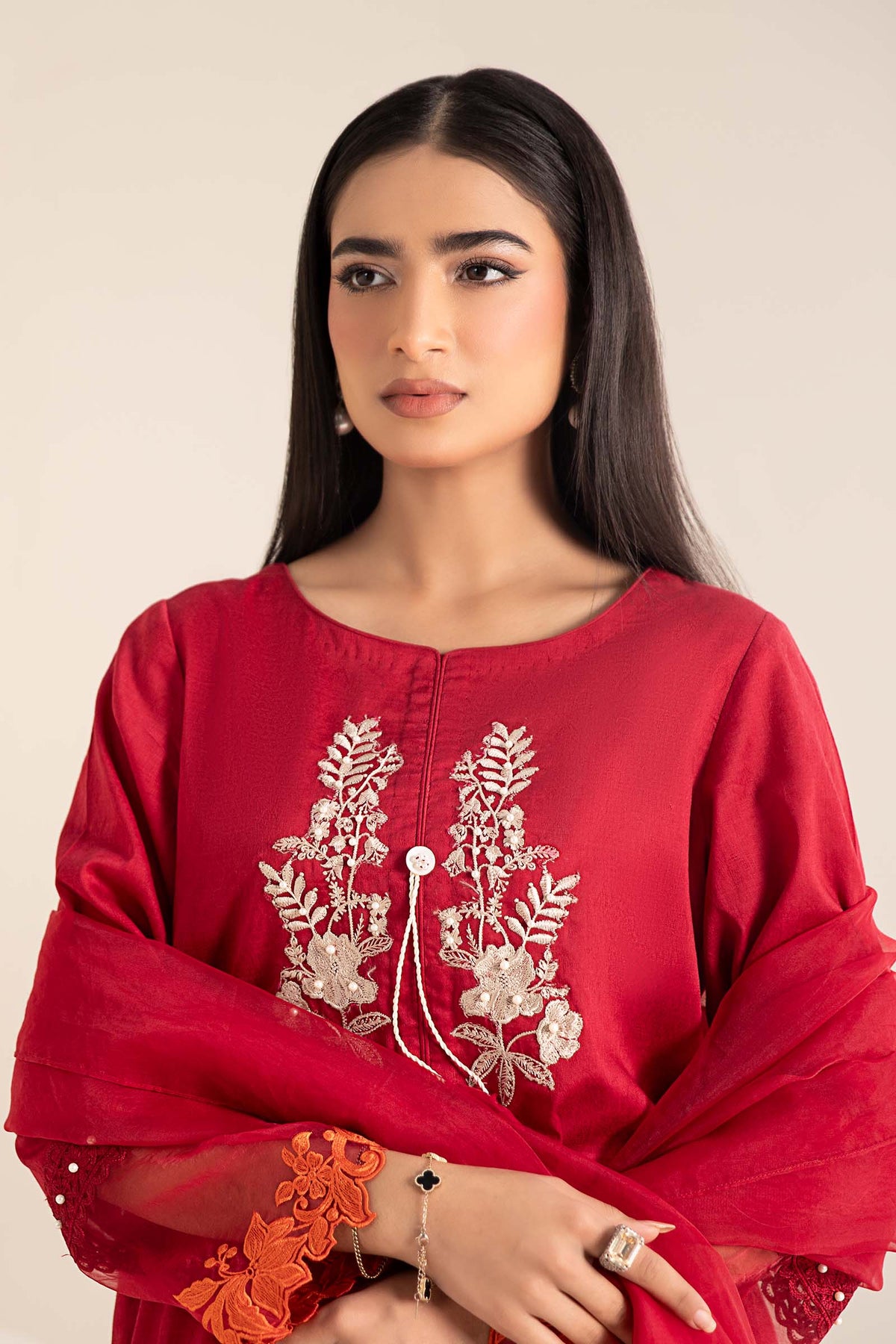 3 Piece Embroidered Self Jacquard Lawn Suit