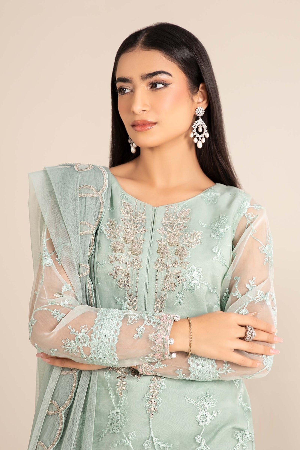 3 Piece Embroidered Cotton Silk Suit
