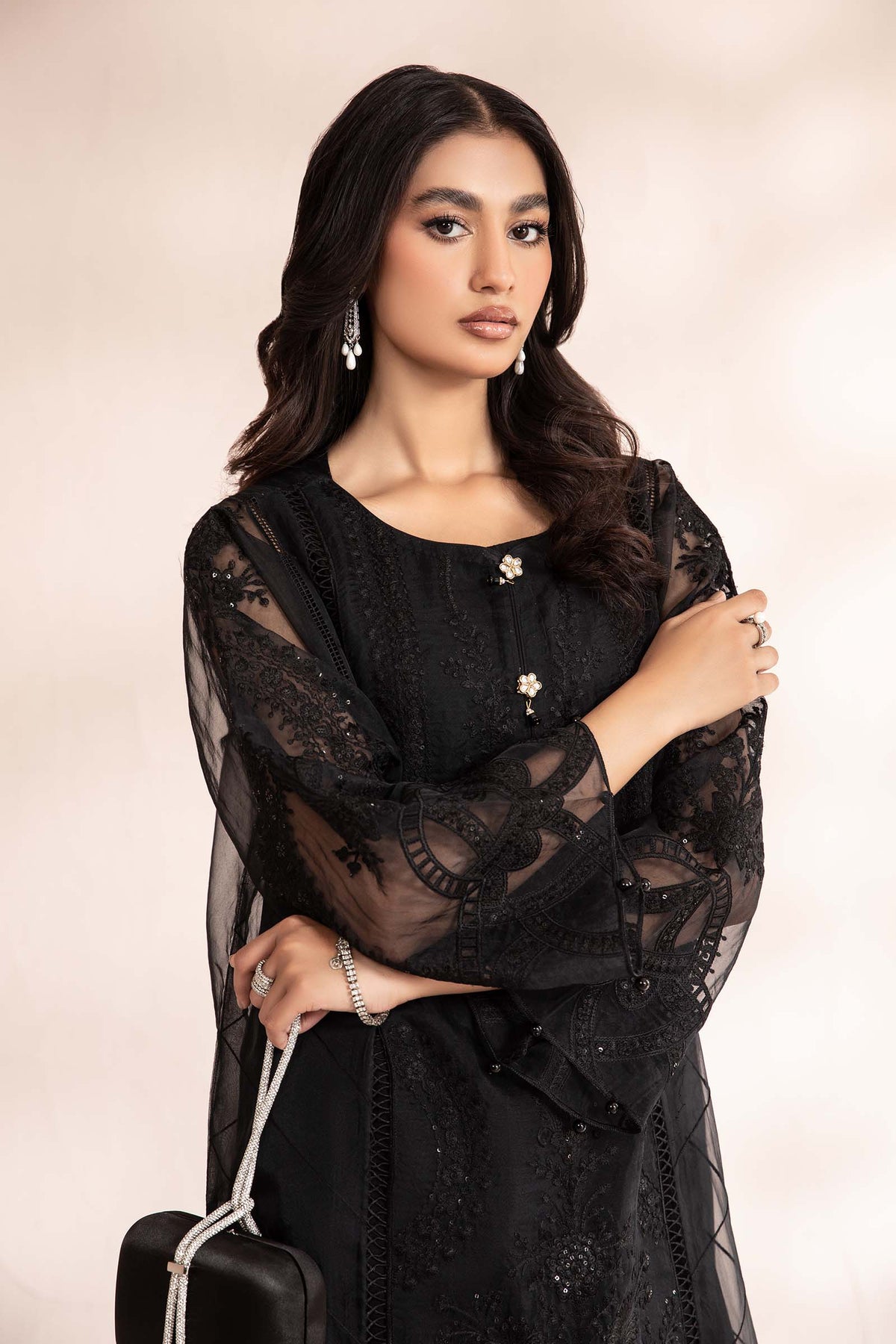 3 Piece Embroidered Organza Suit