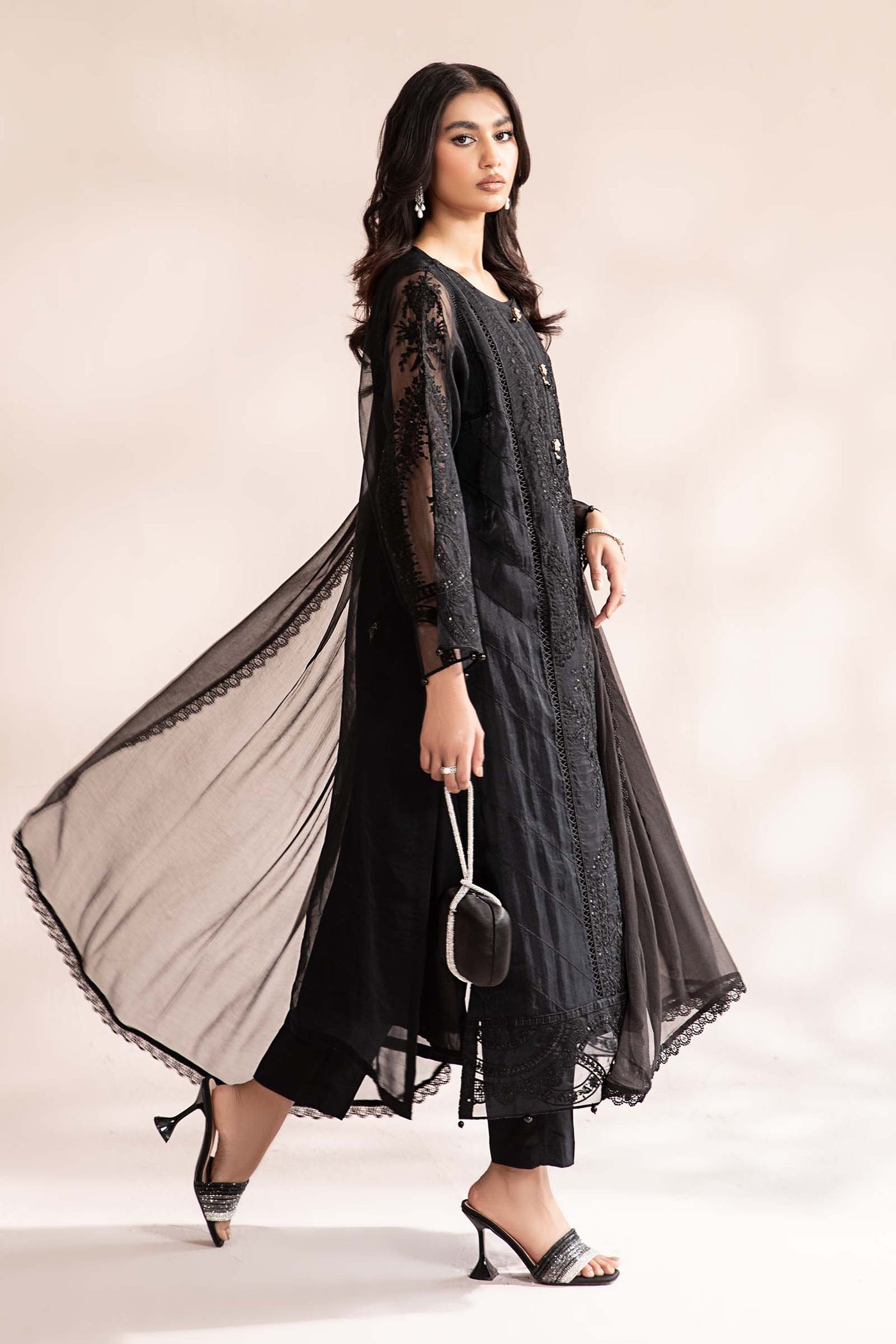3 Piece Embroidered Organza Suit