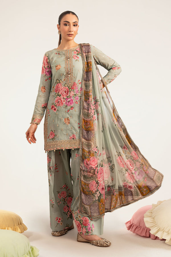 3 Piece Embroidered Lawn Suit | DW-PF26-10-GREEN