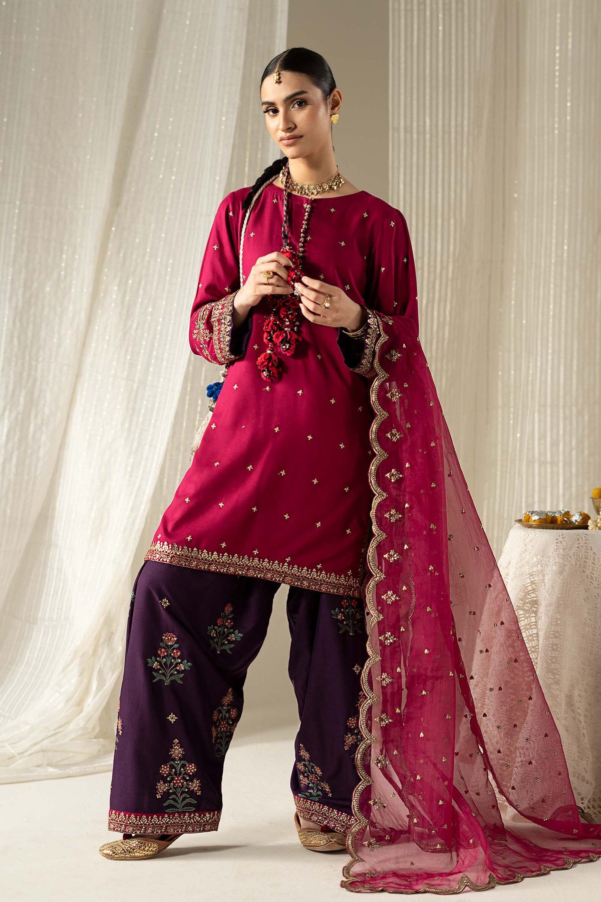 3 Piece Embroidered Linen Suit