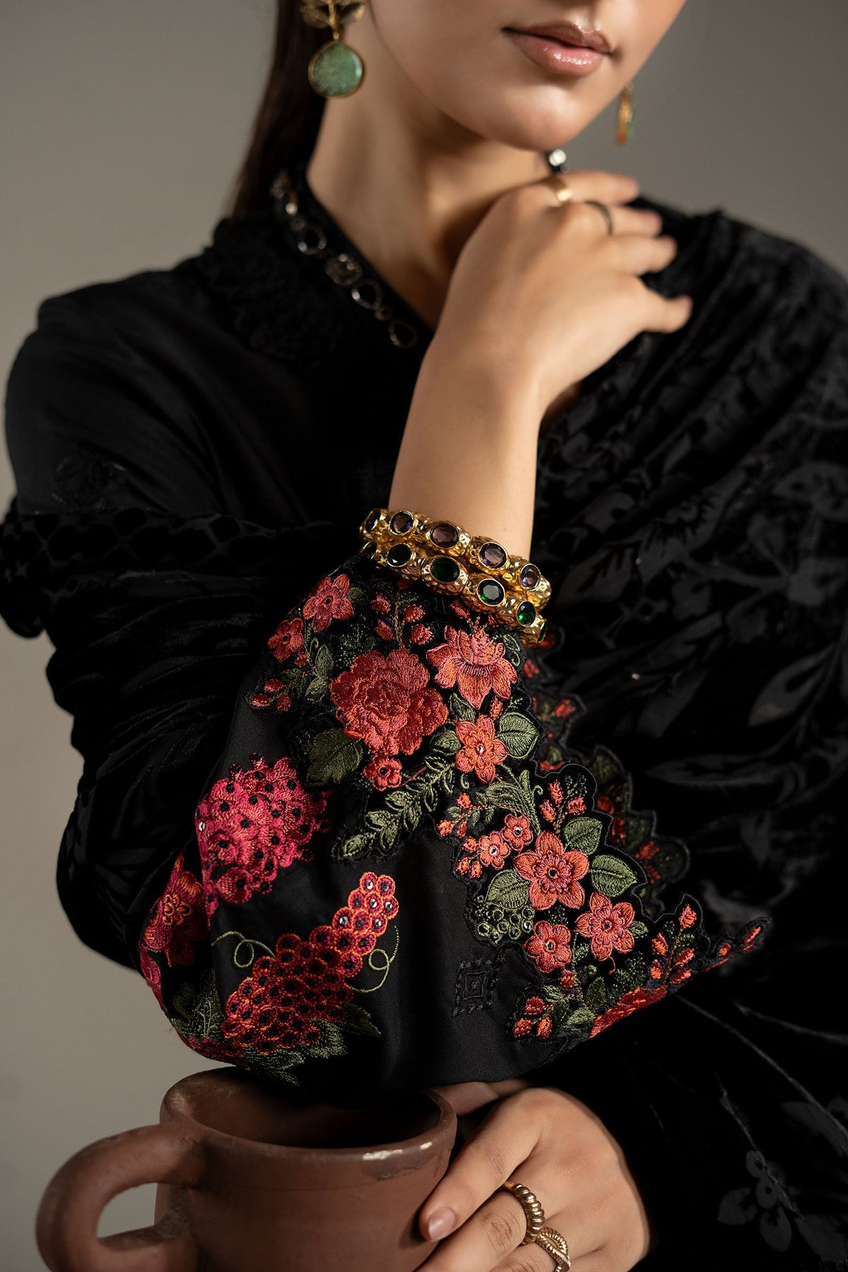 3 Piece Embroidered Linen Suit
