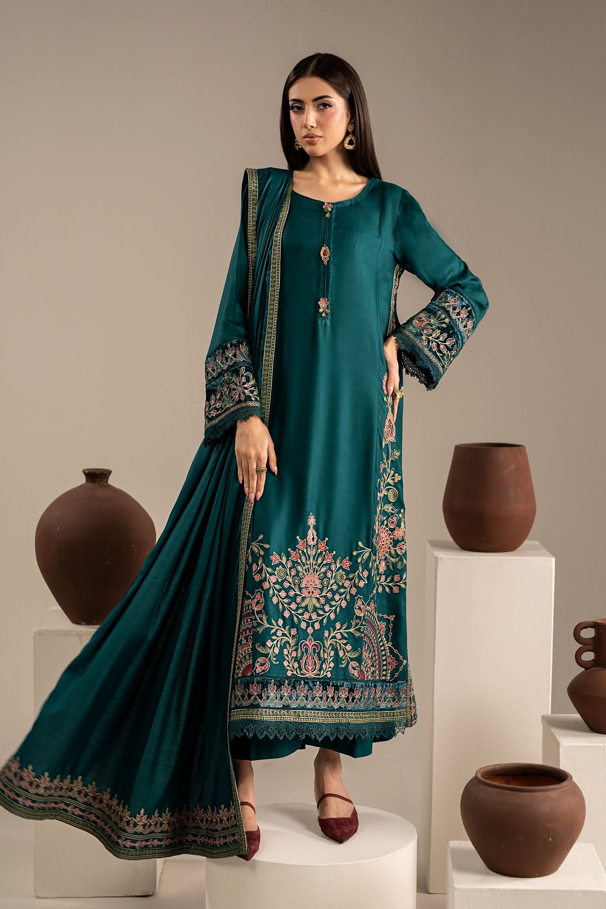 3 Piece Embroidered Marina Twill Suit