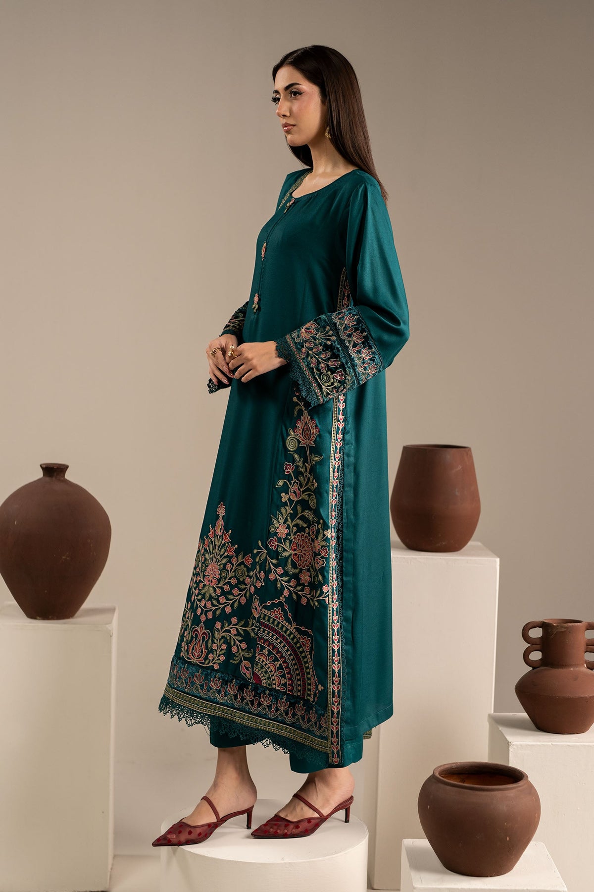 3 Piece Embroidered Marina Twill Suit