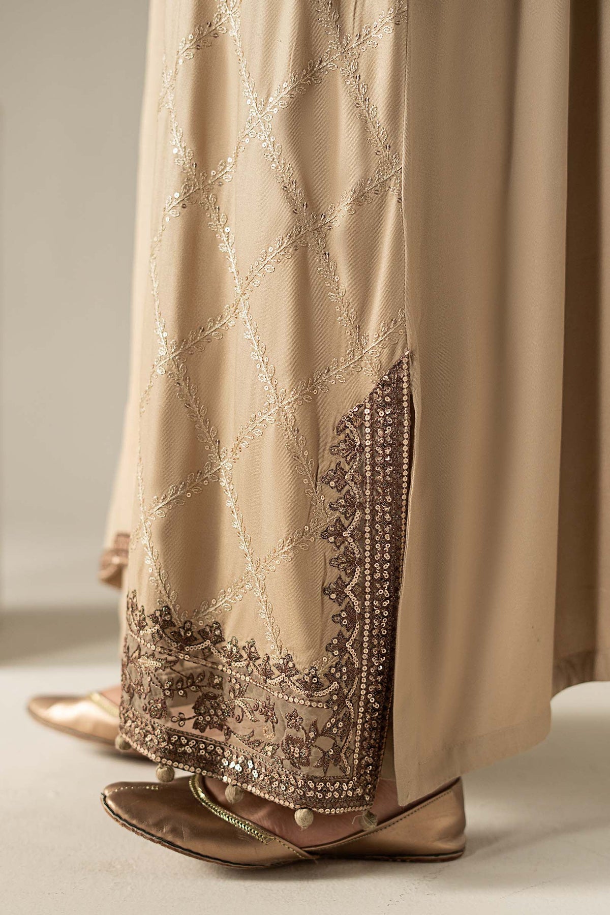 3 Piece Embroidered Marina Twill Suit - DWW2656-ESM-COF