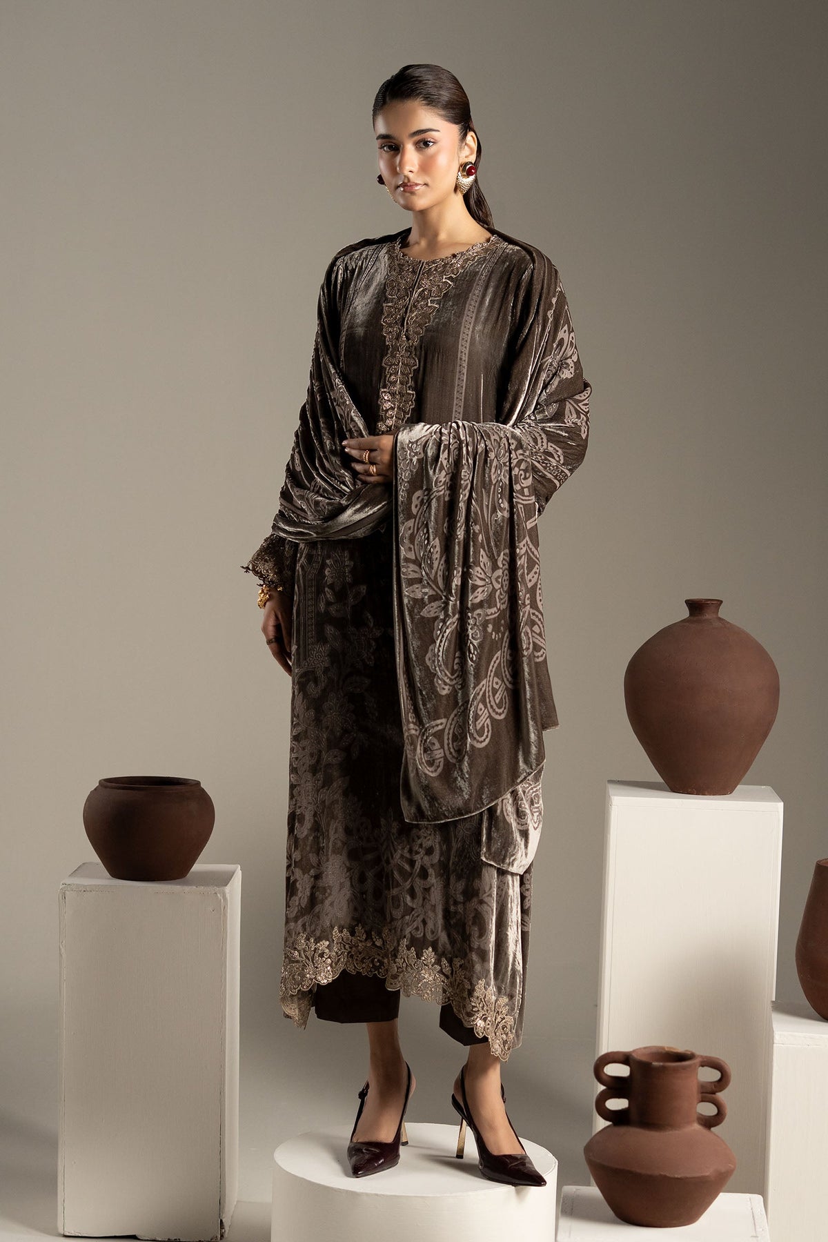 3 Piece Embroidered Palachi Suit