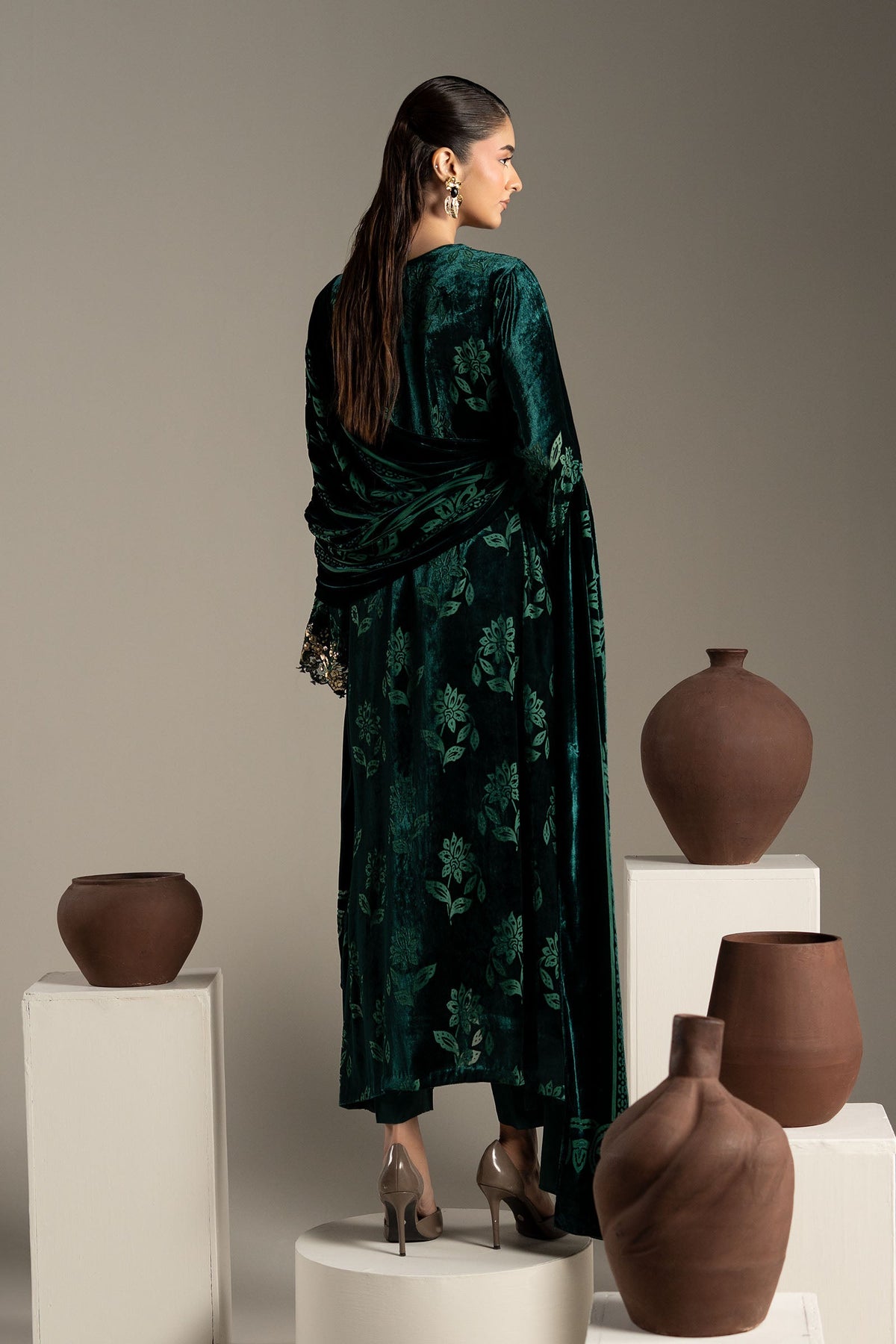 3 Piece Embroidered Palachi Suit - DW-W26-85-GREEN