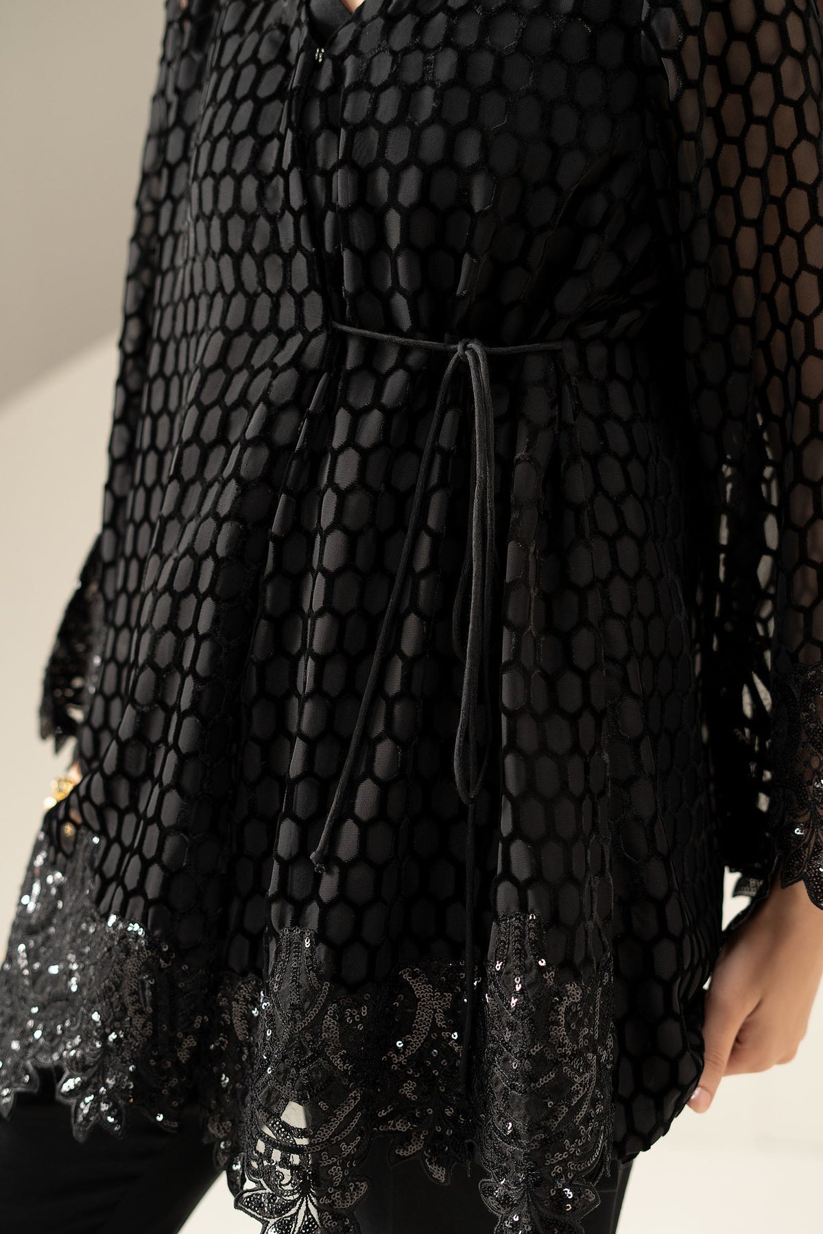 3 Piece Embroidered Palachi Suit - DWW2687-ESM-BLK
